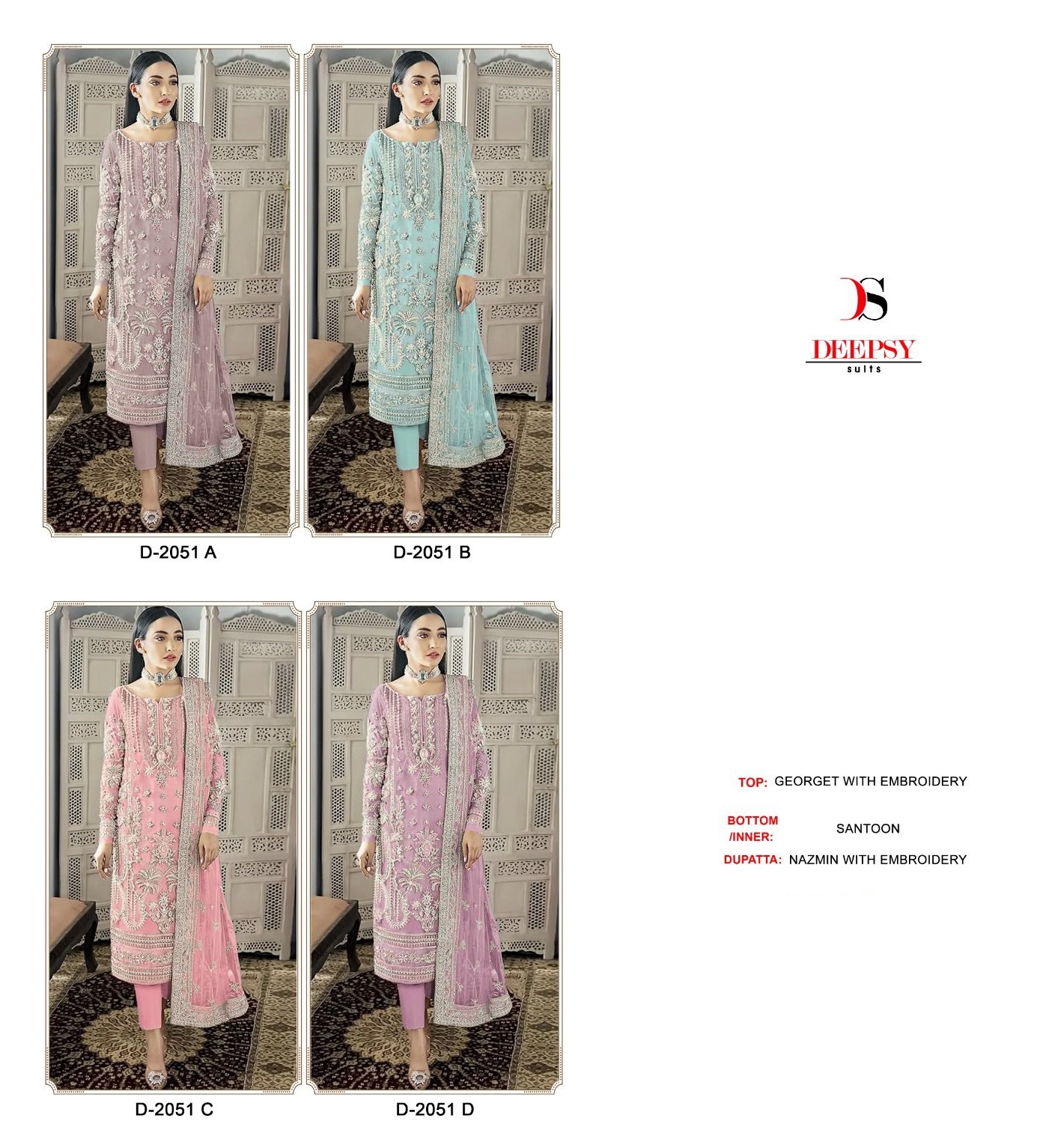 DEEPSY SUITS D 2051 A TO D SALWAR SUITS