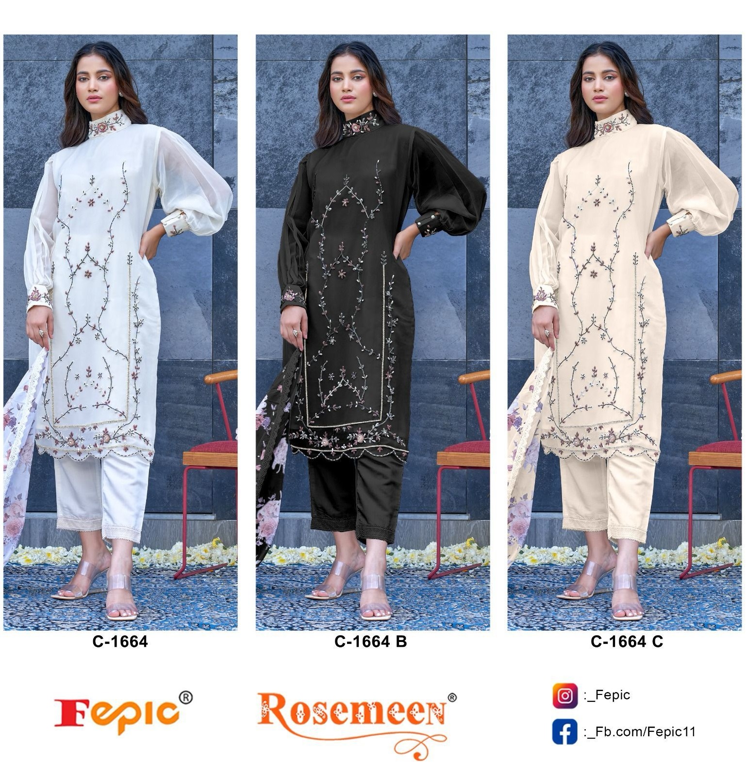 FEPIC C 1664 ROSEMEEN PAKISTANI SALWAR SUITS