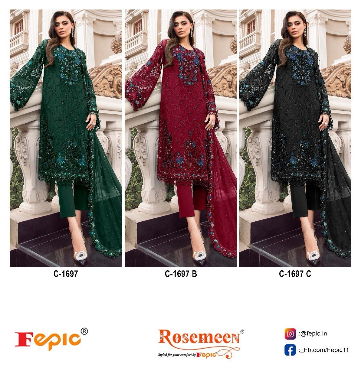 FEPIC C 1697 ROSEMEEN PAKISTANI SUITS WHOLESALE