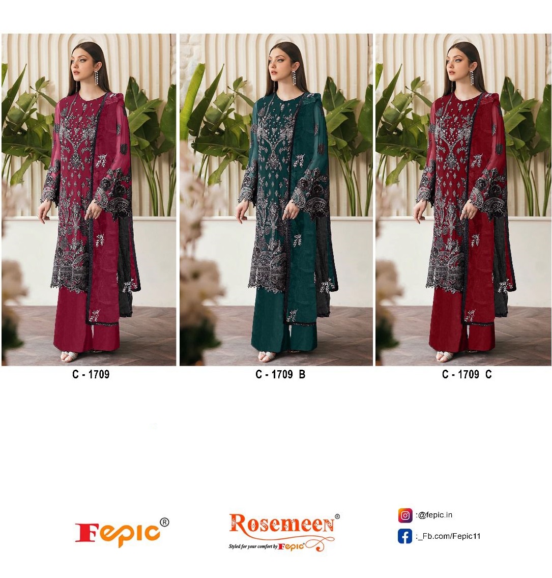 FEPIC C 1709 ROSEMEEN PAKISTANI SUITS IN INDIA