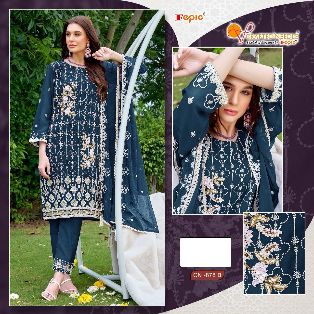 FEPIC CN 878 CRAFTED NEEDLE READYMADE SALWAR SUITS