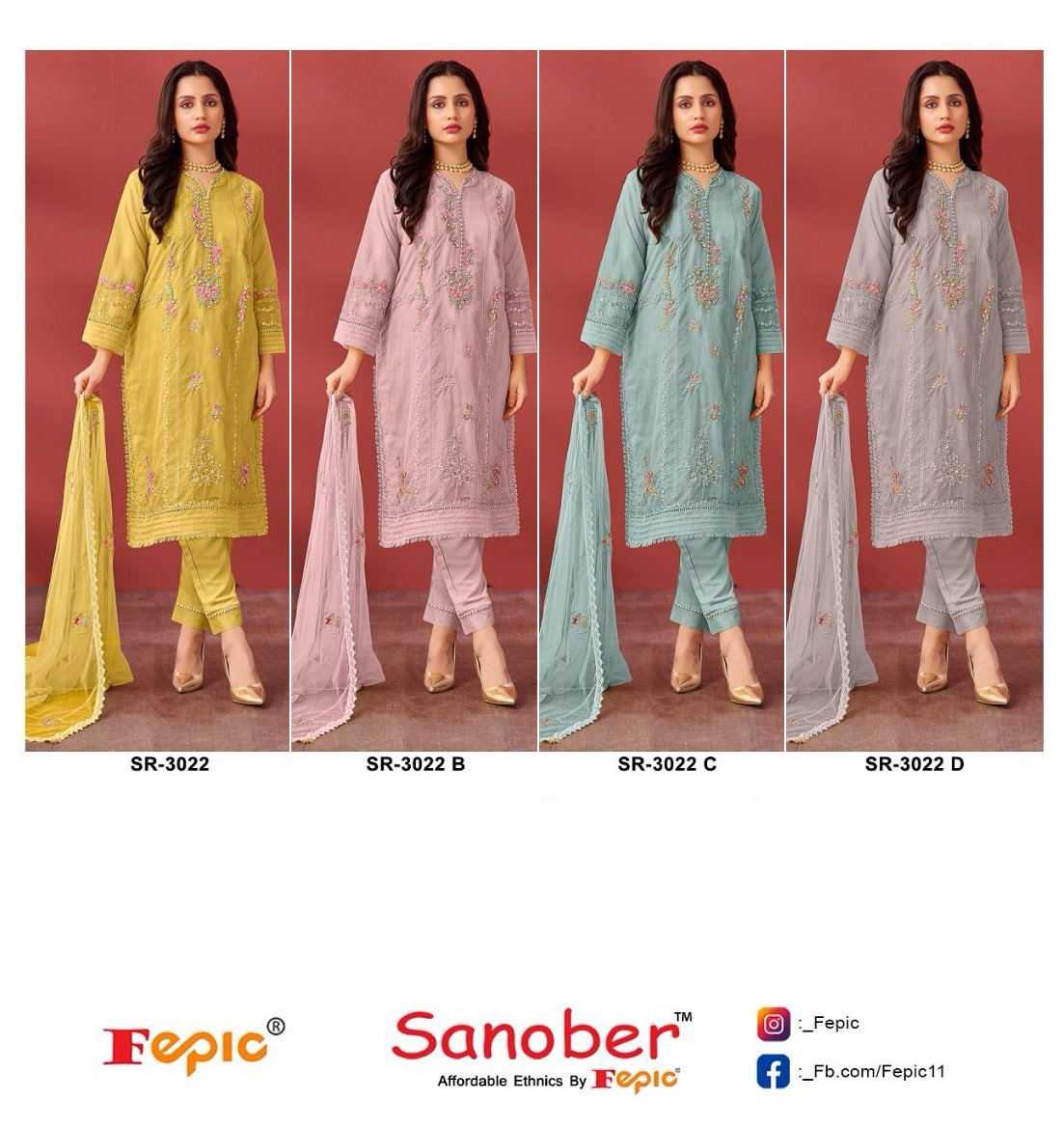 FEPIC SR 3022 SANOBER READYMADE PAKISTANI SUITS