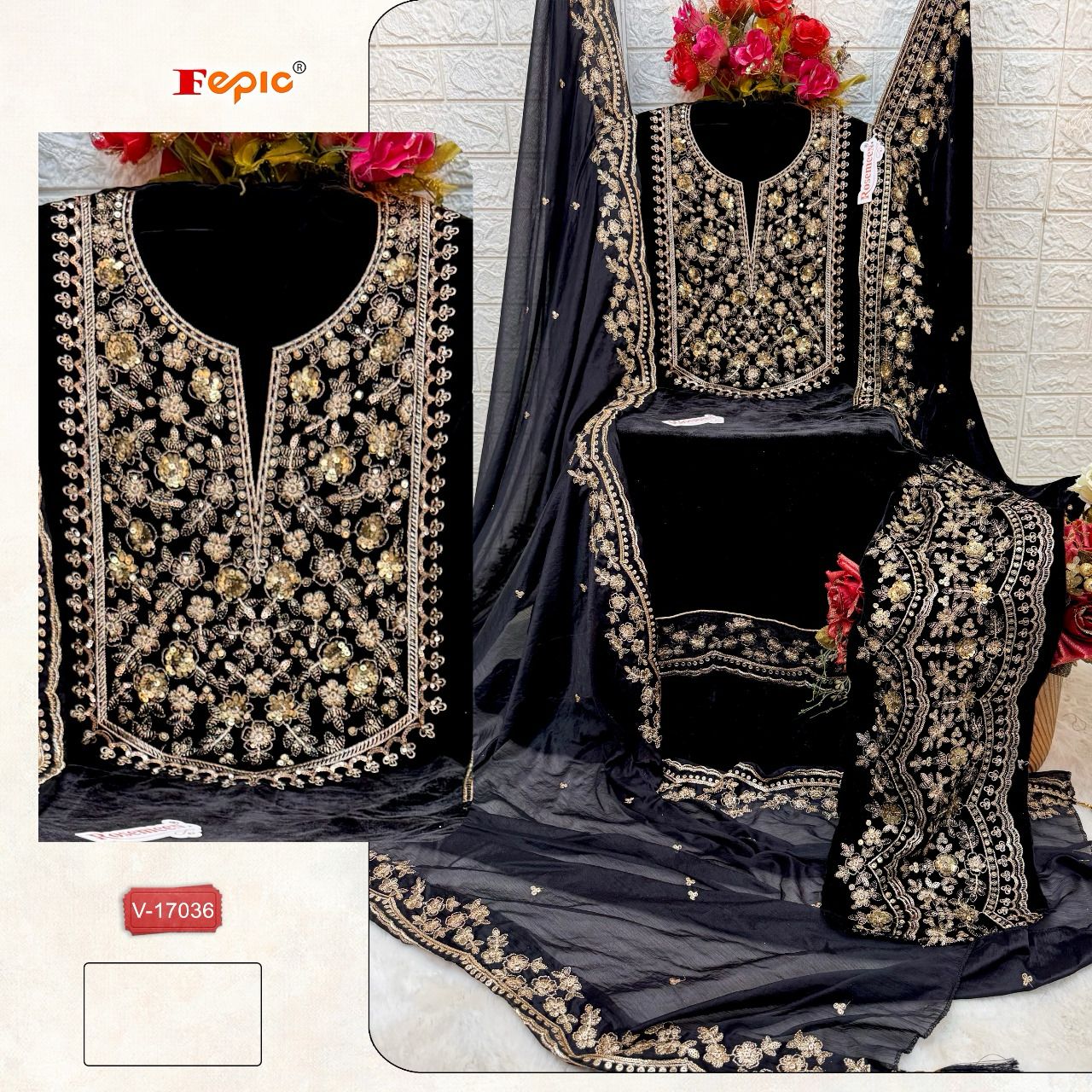 FEPIC V 17036 VELVET PAKISTANI SUITS IN INDIA