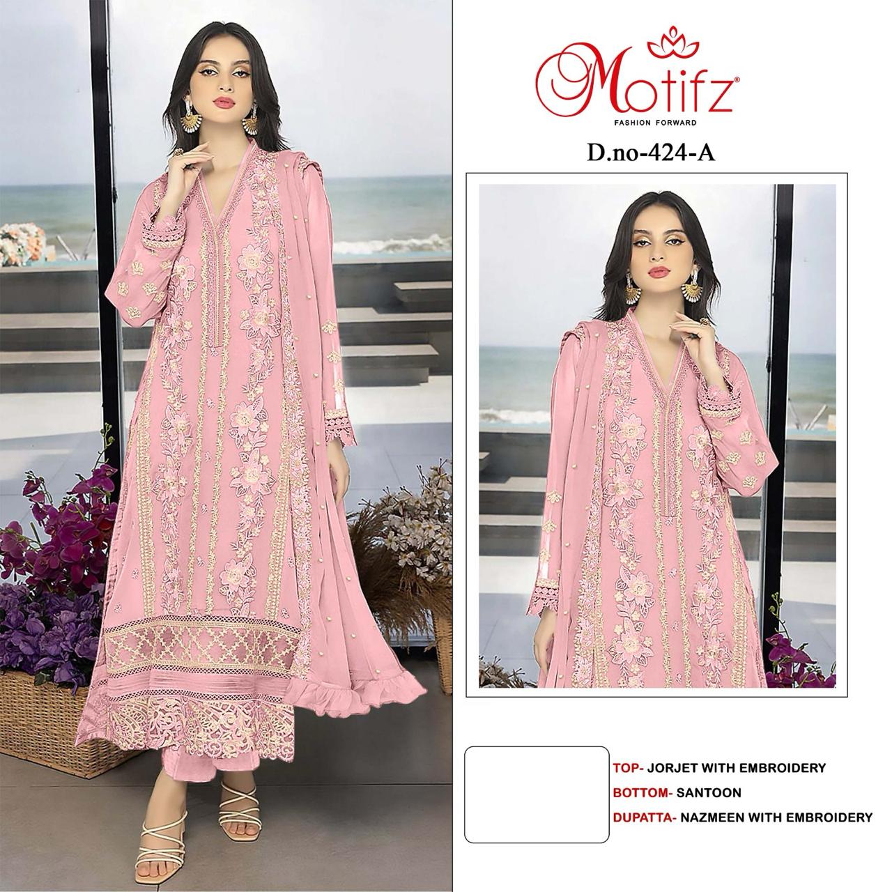 MOTIFZ 424 COLORS PAKISTANI SUITS WHOLESALER