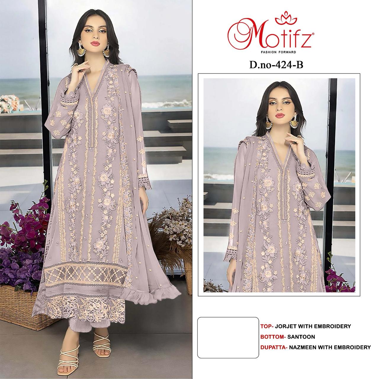 MOTIFZ 424 COLORS PAKISTANI SUITS WHOLESALER