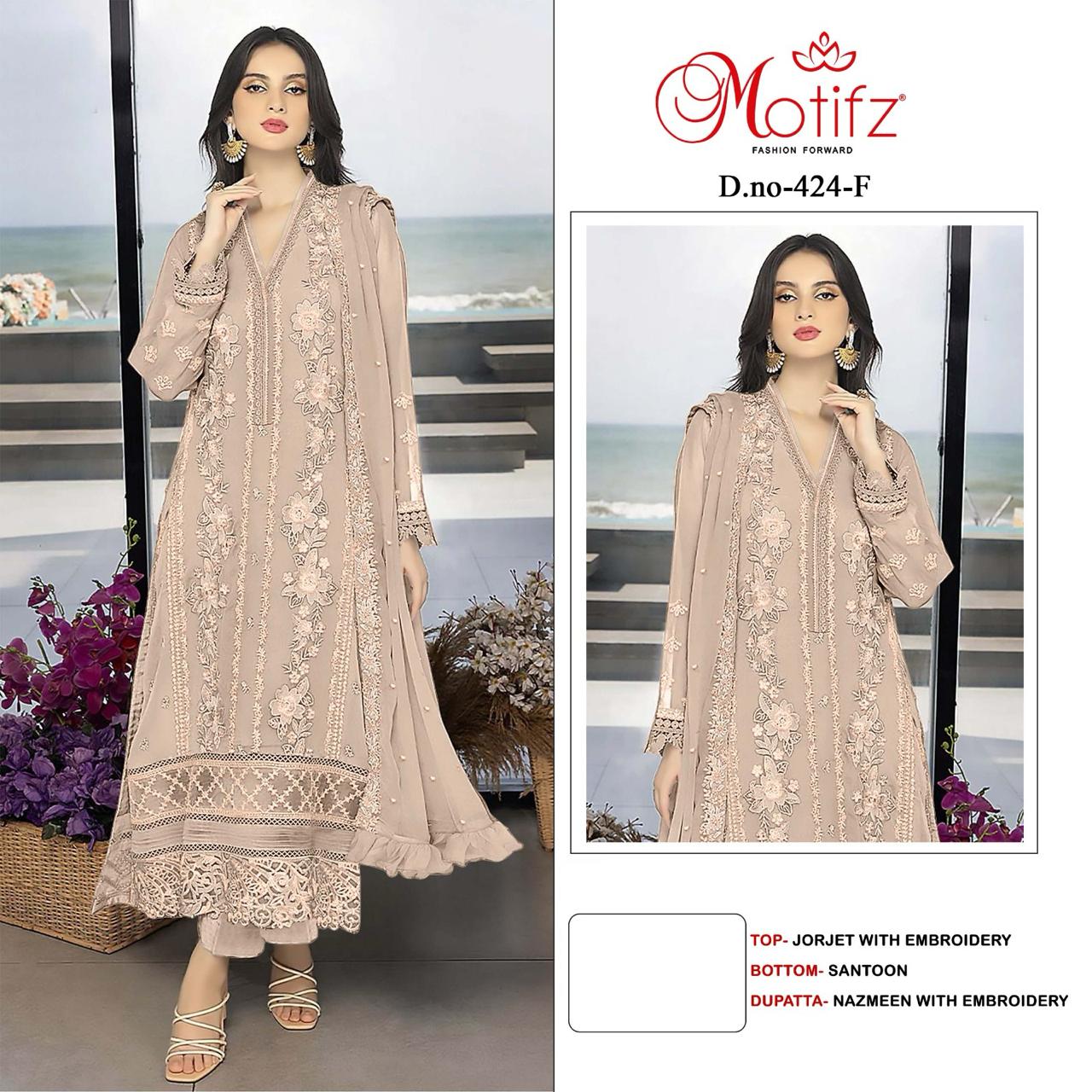 MOTIFZ 424 COLORS PAKISTANI SUITS WHOLESALER