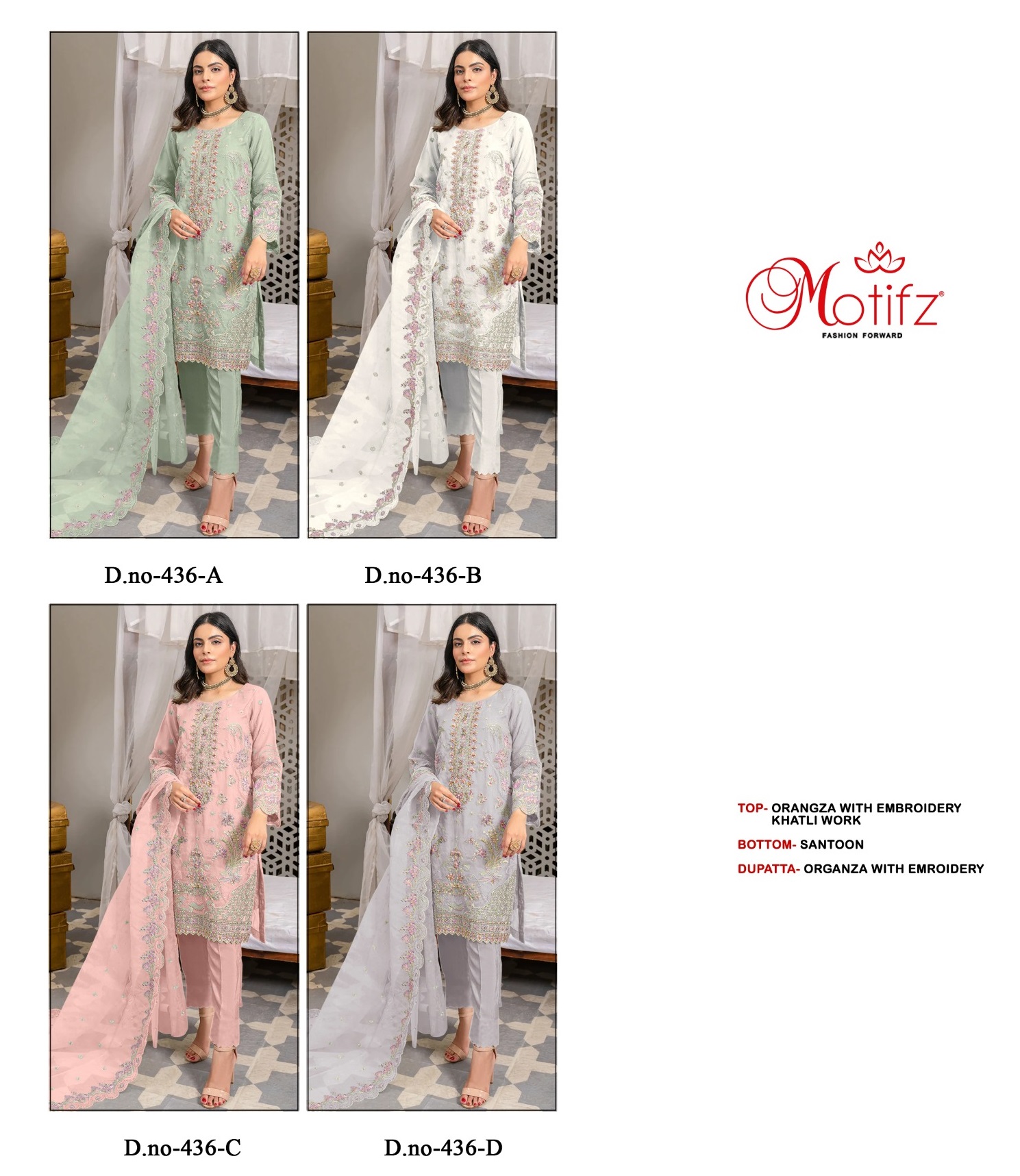 MOTIFZ 436 A TO D SALWAR SUITS WHOLESALE