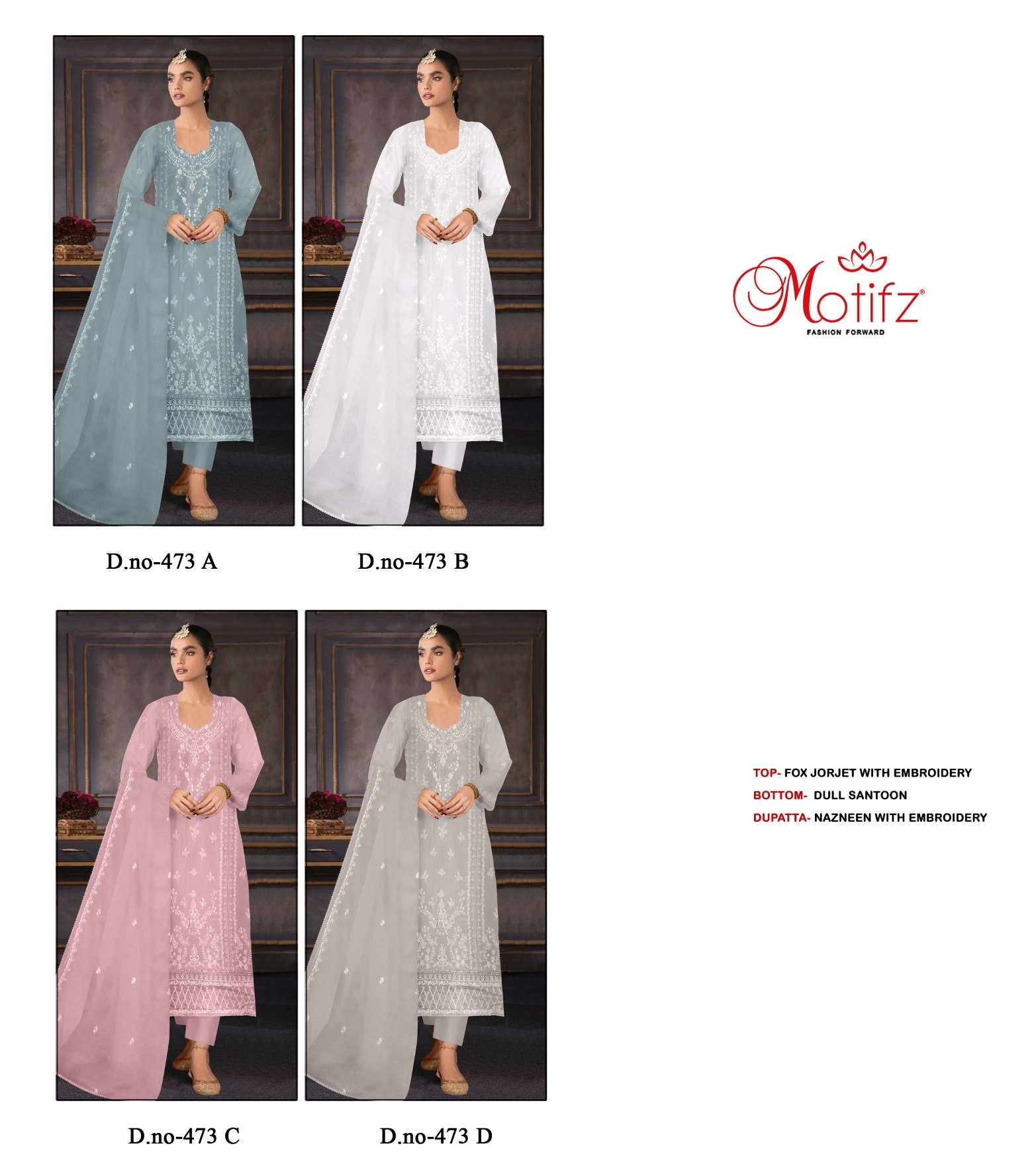 MOTIFZ 473 A TO D SALWAR SUITS WHOLESALE