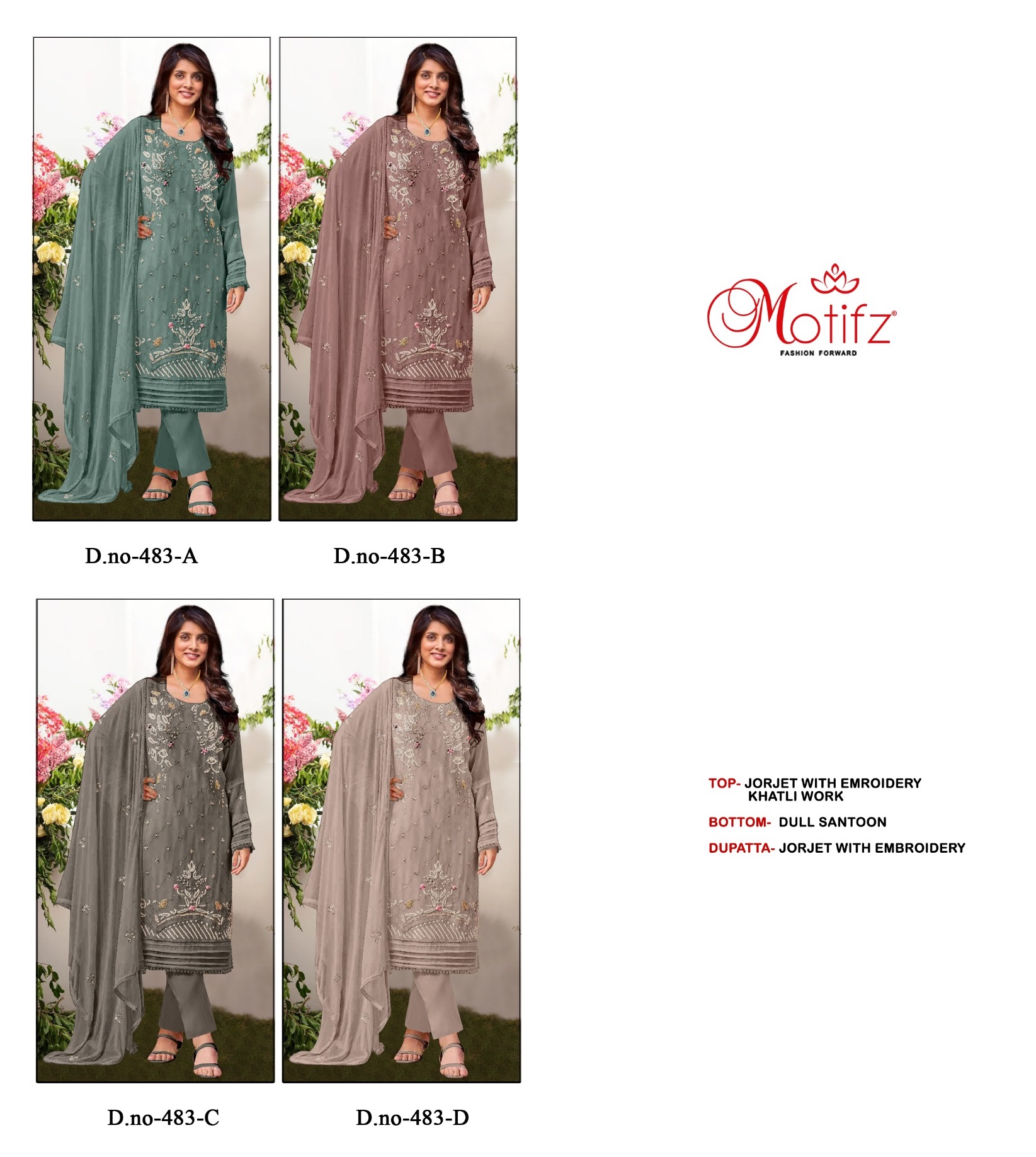 MOTIFZ 483 A TO D SALWAR SUITS WHOLESALE