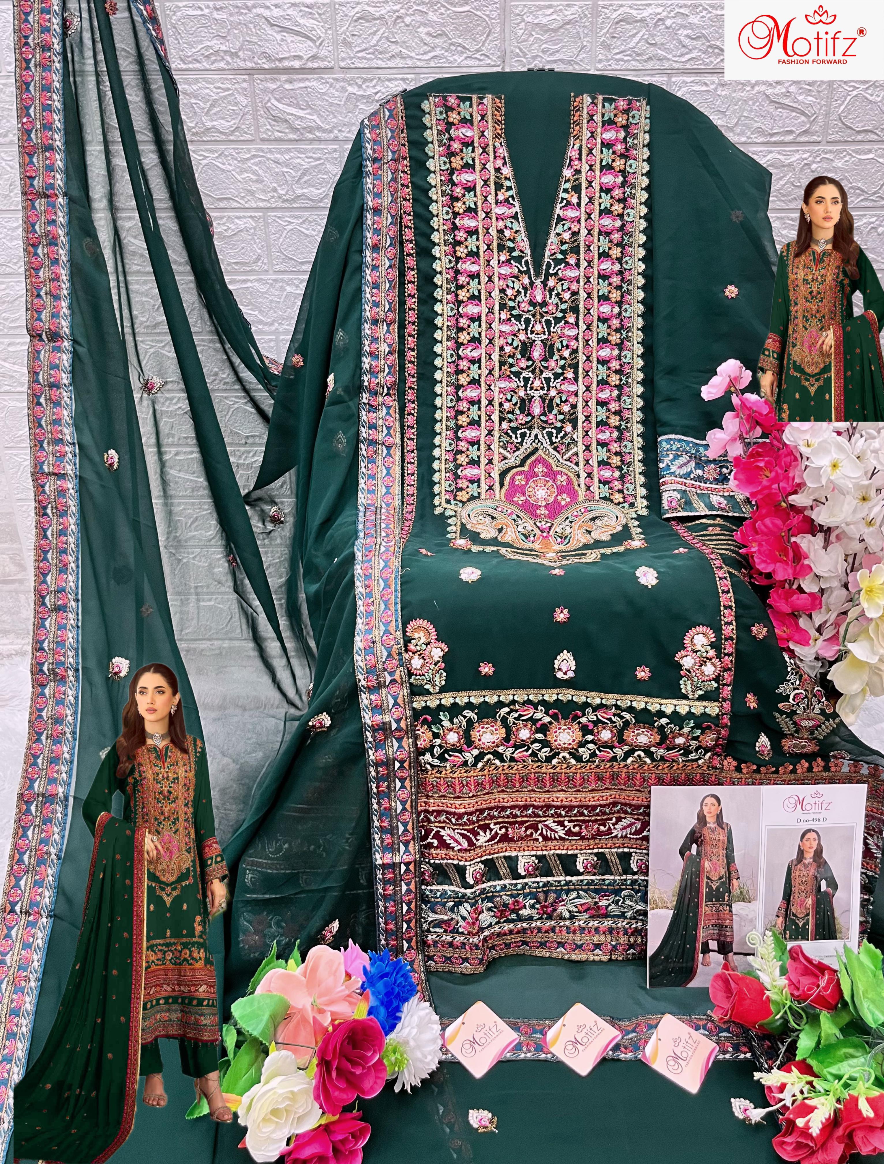 MOTIFZ 498 COLORS GEORGETTE PAKISTANI SUITS (1)