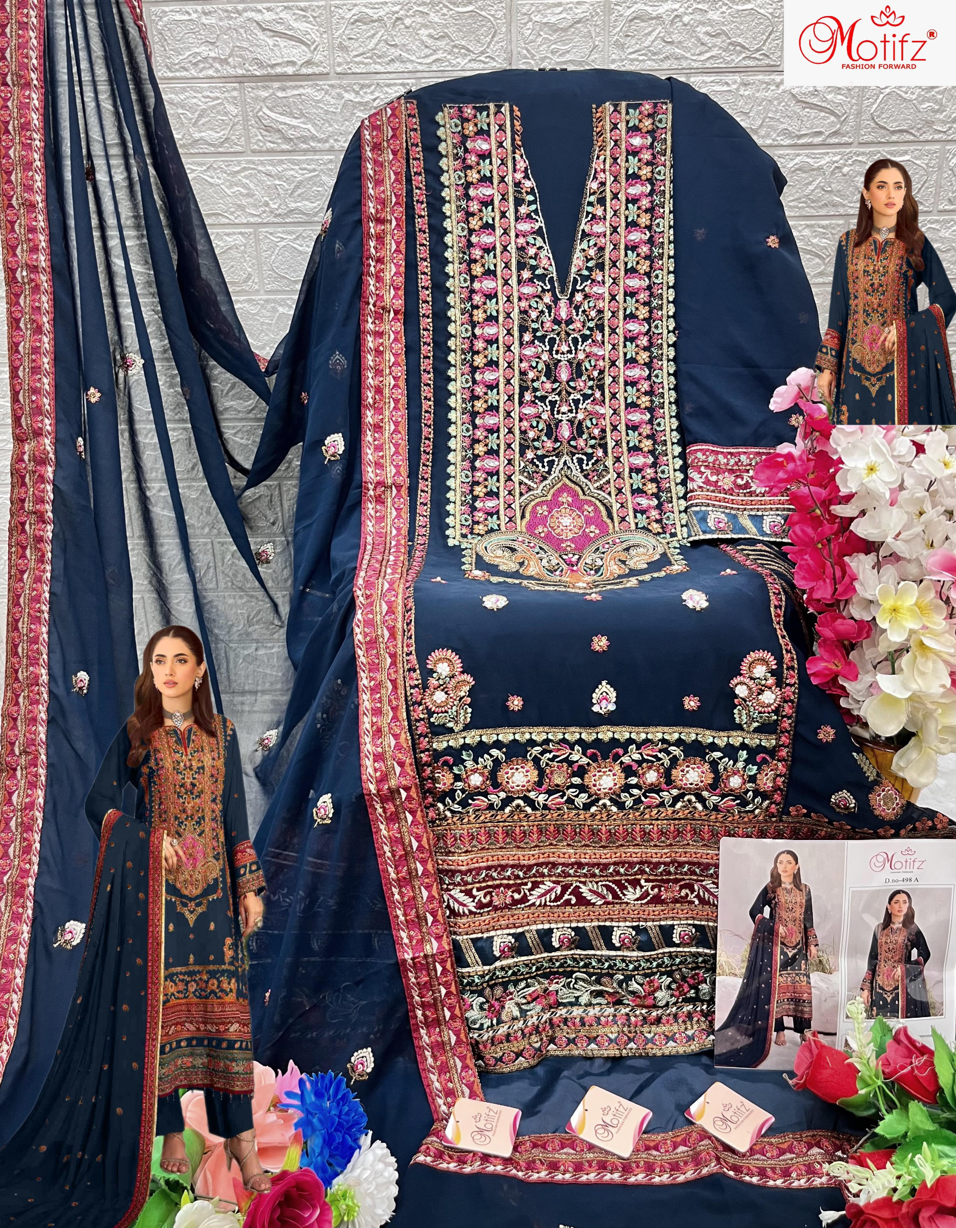 MOTIFZ 498 COLORS GEORGETTE PAKISTANI SUITS (1)