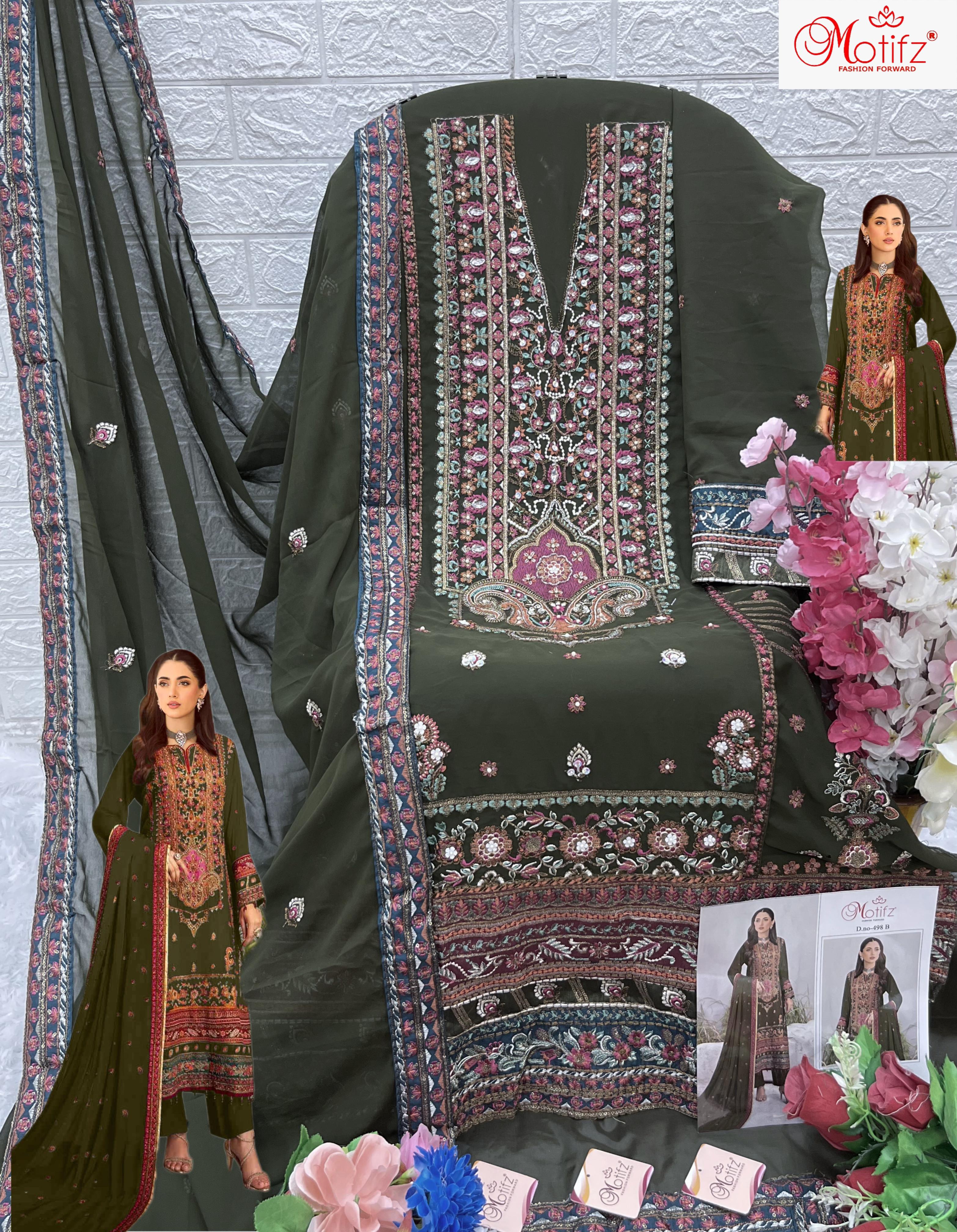 MOTIFZ 498 COLORS GEORGETTE PAKISTANI SUITS (1)