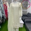 SAFFANA 2385 WHITE READYMADE SUITS WHOLESALER