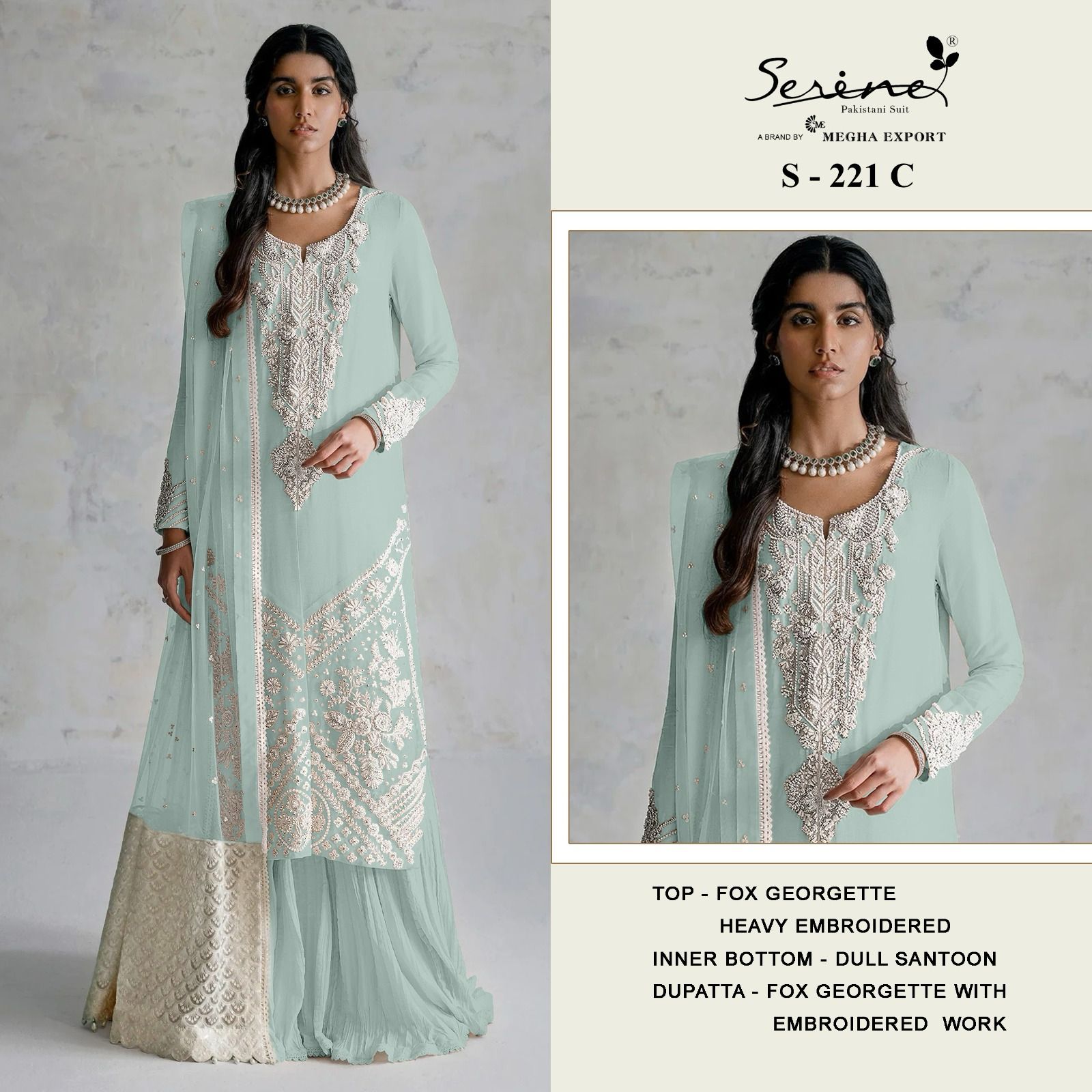 SERINE S 221 A TO D PAKISTANI SUITS WHOLESALE