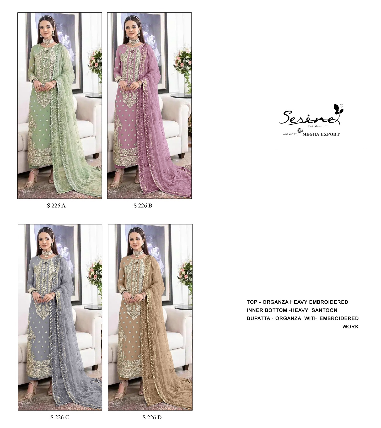 SERINE S 226 A TO D PAKISTANI SUITS WHOLESALE