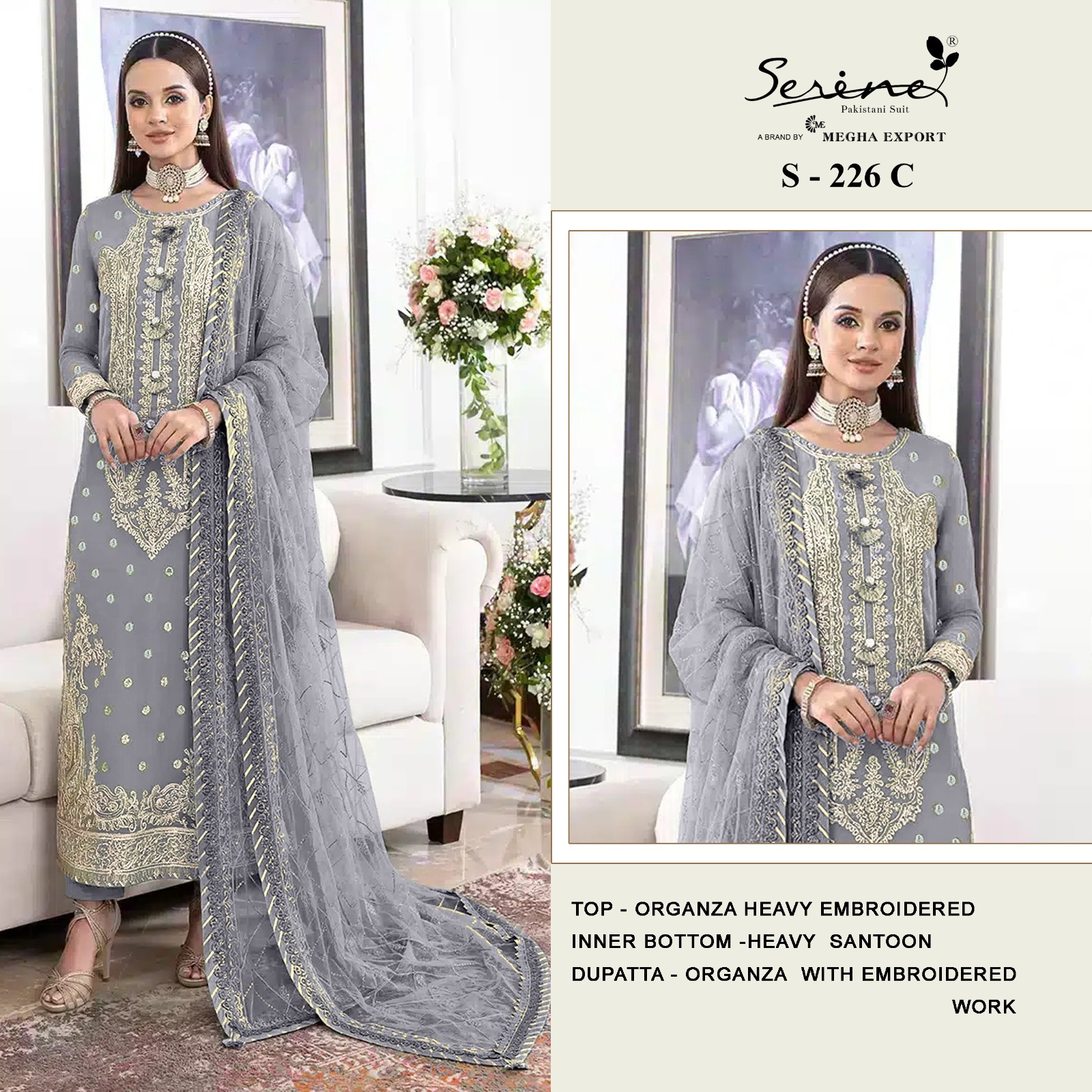 SERINE S 226 A TO D PAKISTANI SUITS WHOLESALE