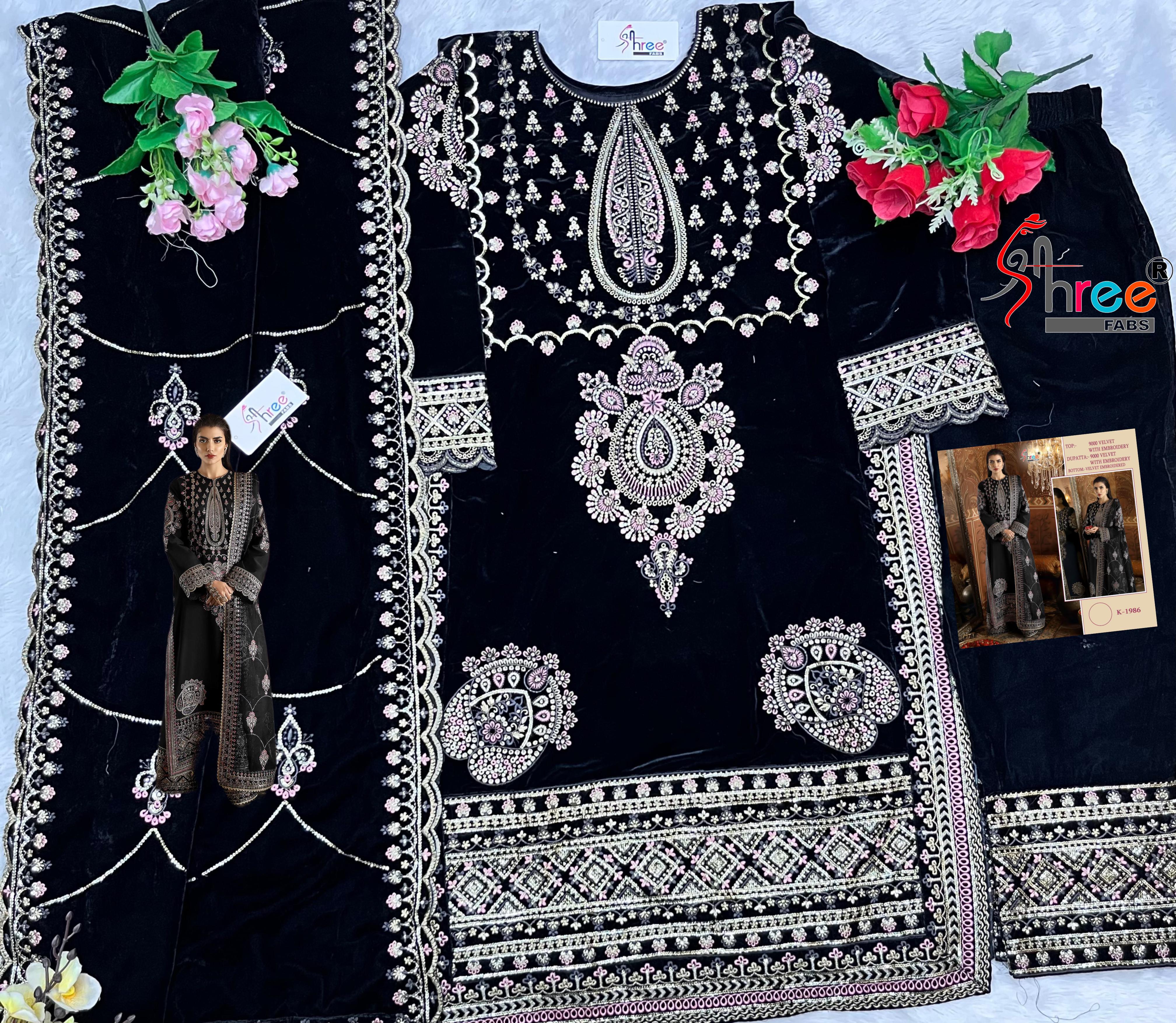 SHRE FABS K 1986 VELVET PAKISTANI SUITS