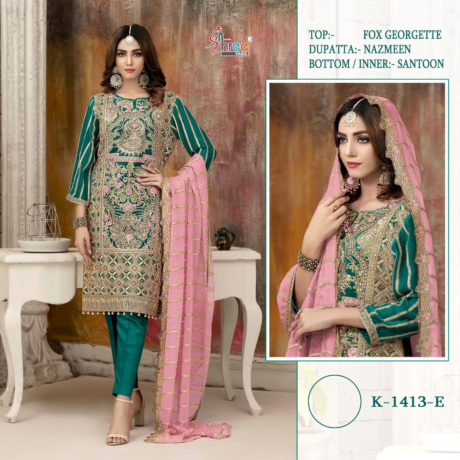 SHREE FABS K 1413 E TO H PAKISTANI SUITS