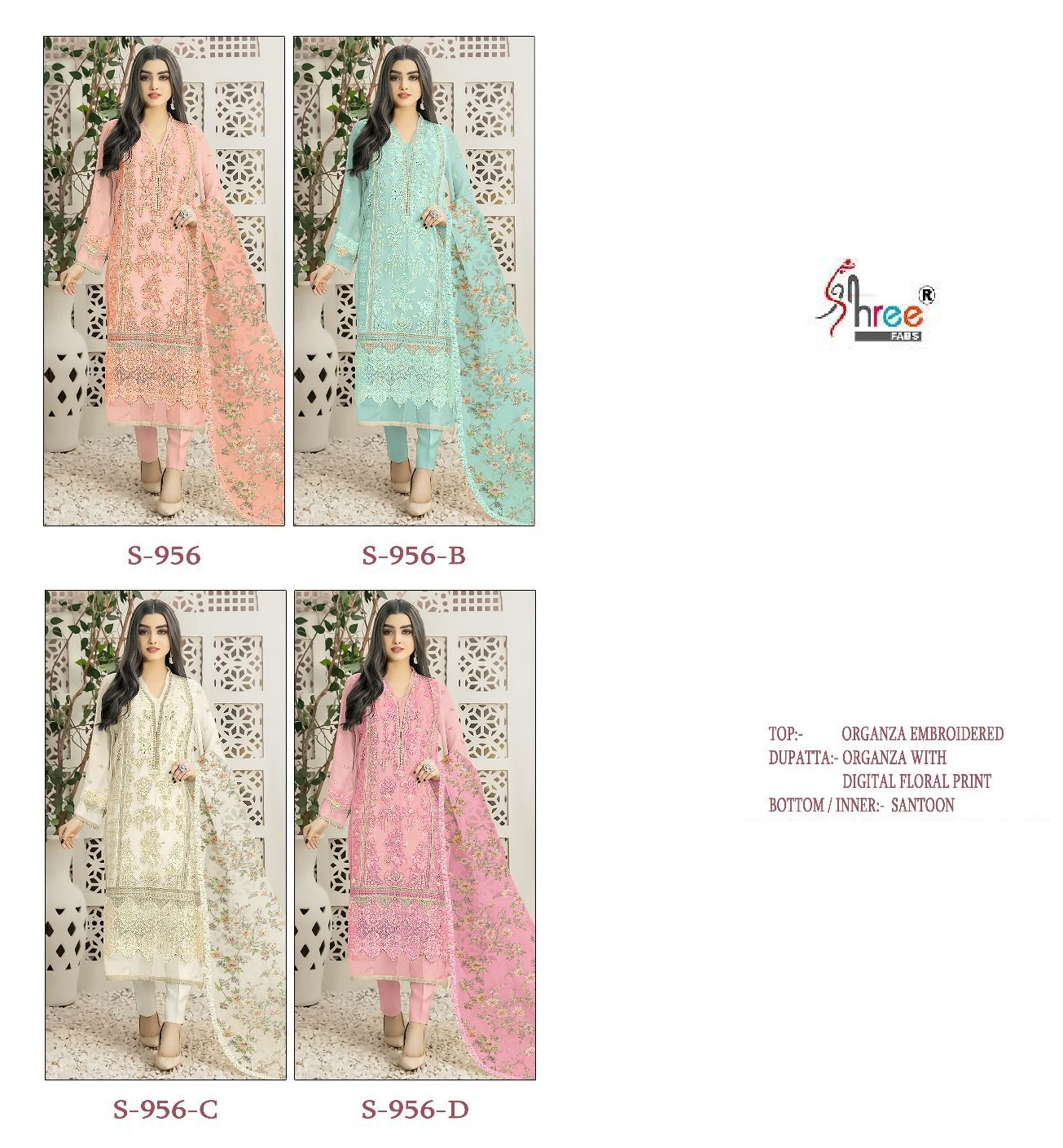 SHREE FABS S 956 SERIES PAKISTANI SUITS IN INDIA