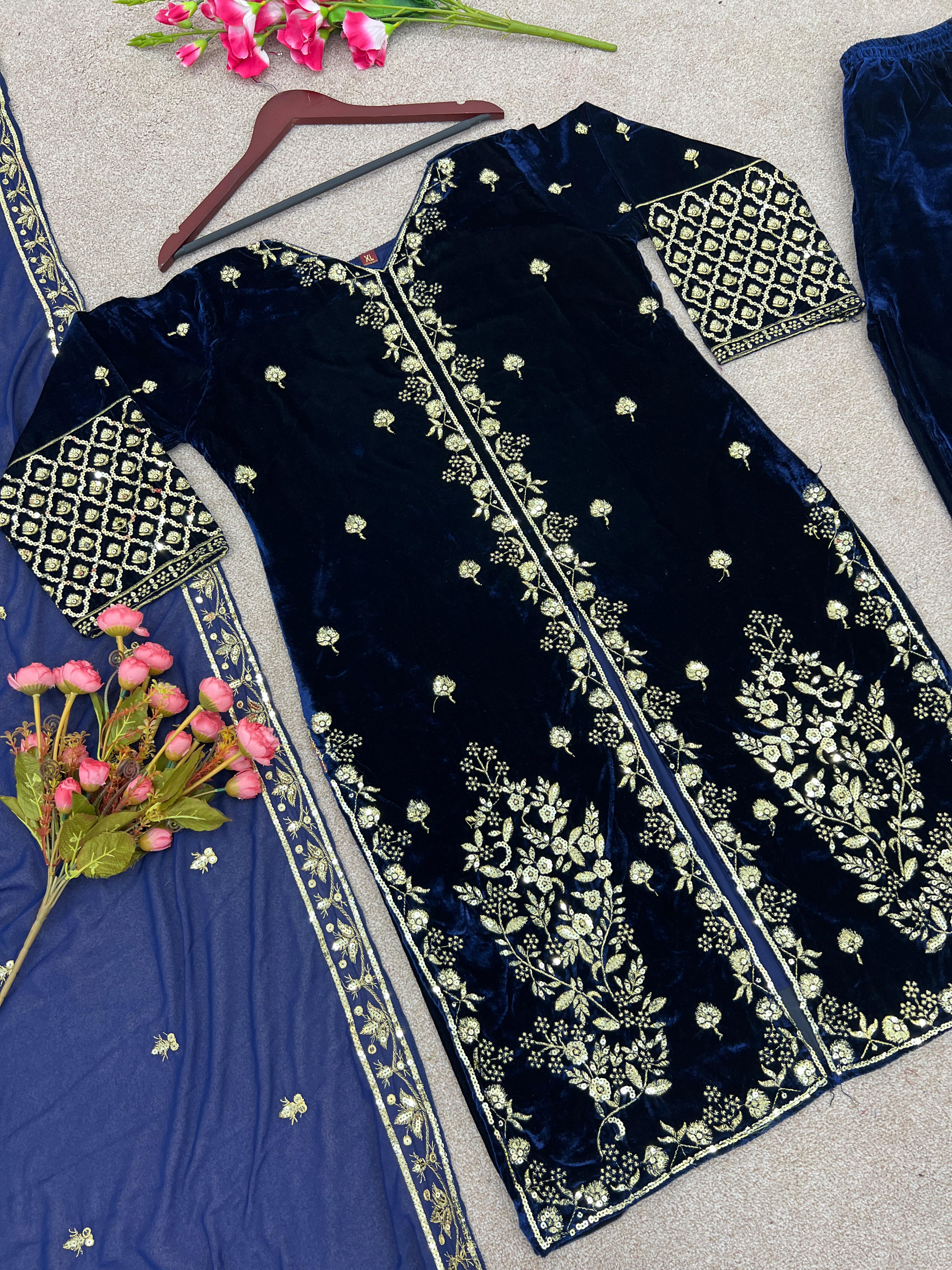 SHREE HARI SSR 437 DESIGNER VELVET SUITS WHOLESALE