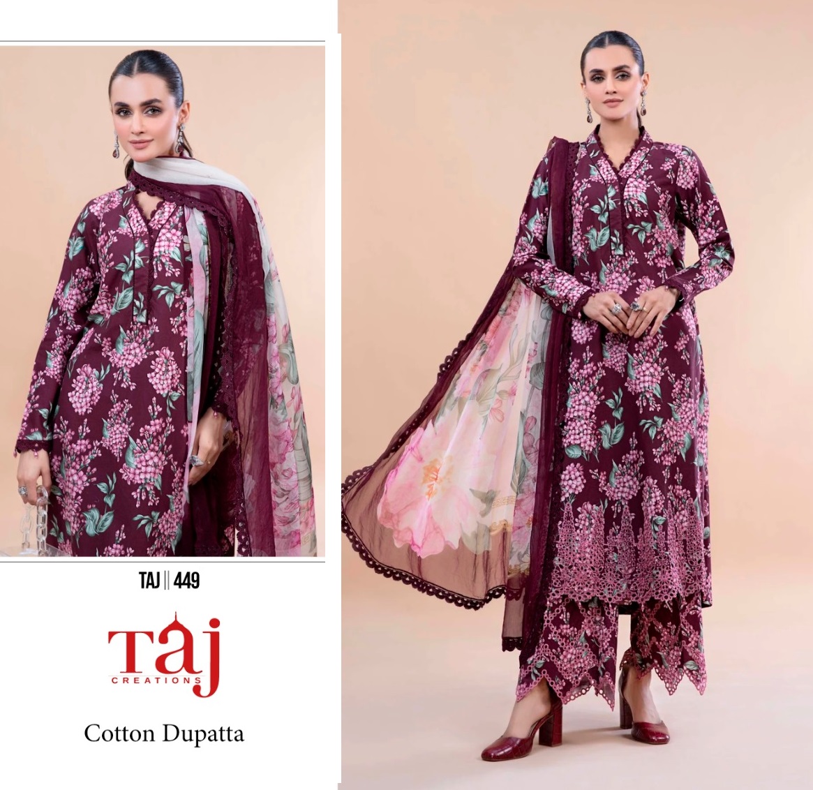 TAJ CREATIONS 449 PAKISTANI SUITS IN INDIA