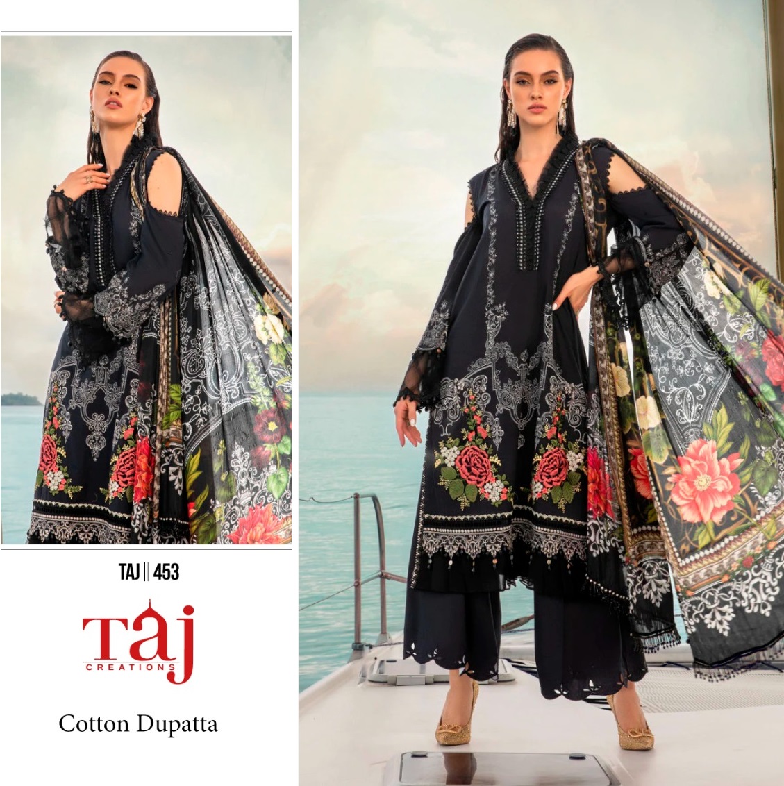 TAJ CREATIONS 453 PAKISTANI SUITS IN INDIA