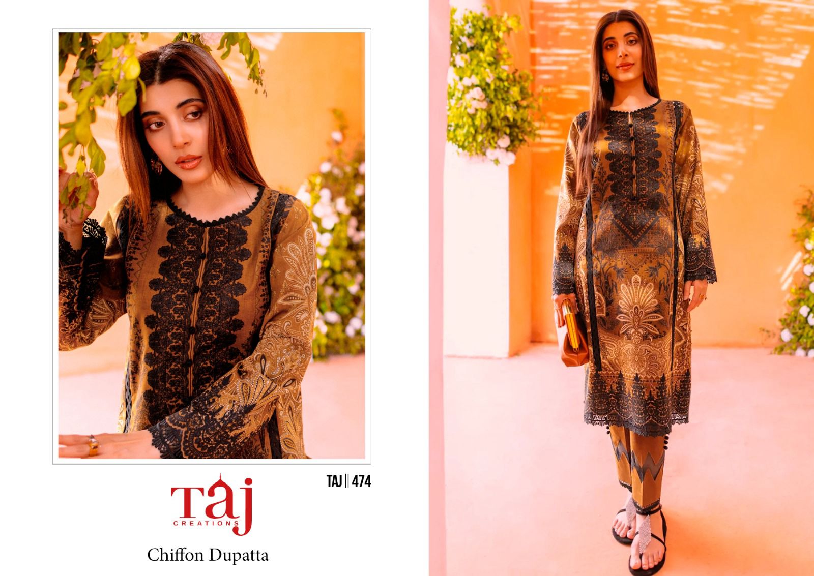 TAJ CREATIONS 474 COTTON PAKISTANI SUITS