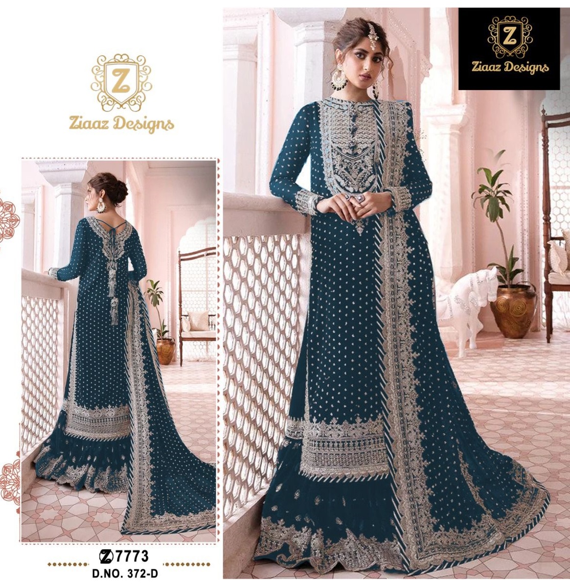 ZIAAZ DESIGNS 372 D PAKISTANI SUITS WHOLESALE