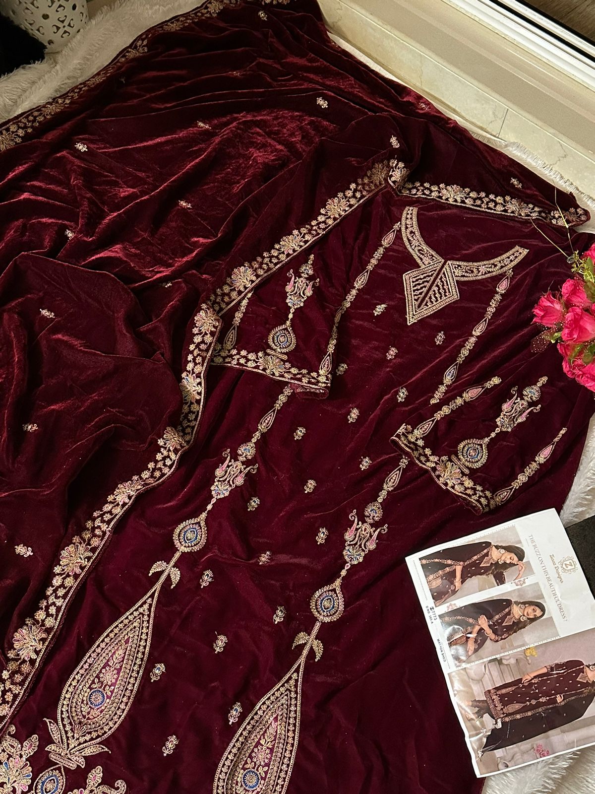 ZIAAZ DESIGNS 395 A VELVET PAKISTANI SUITS