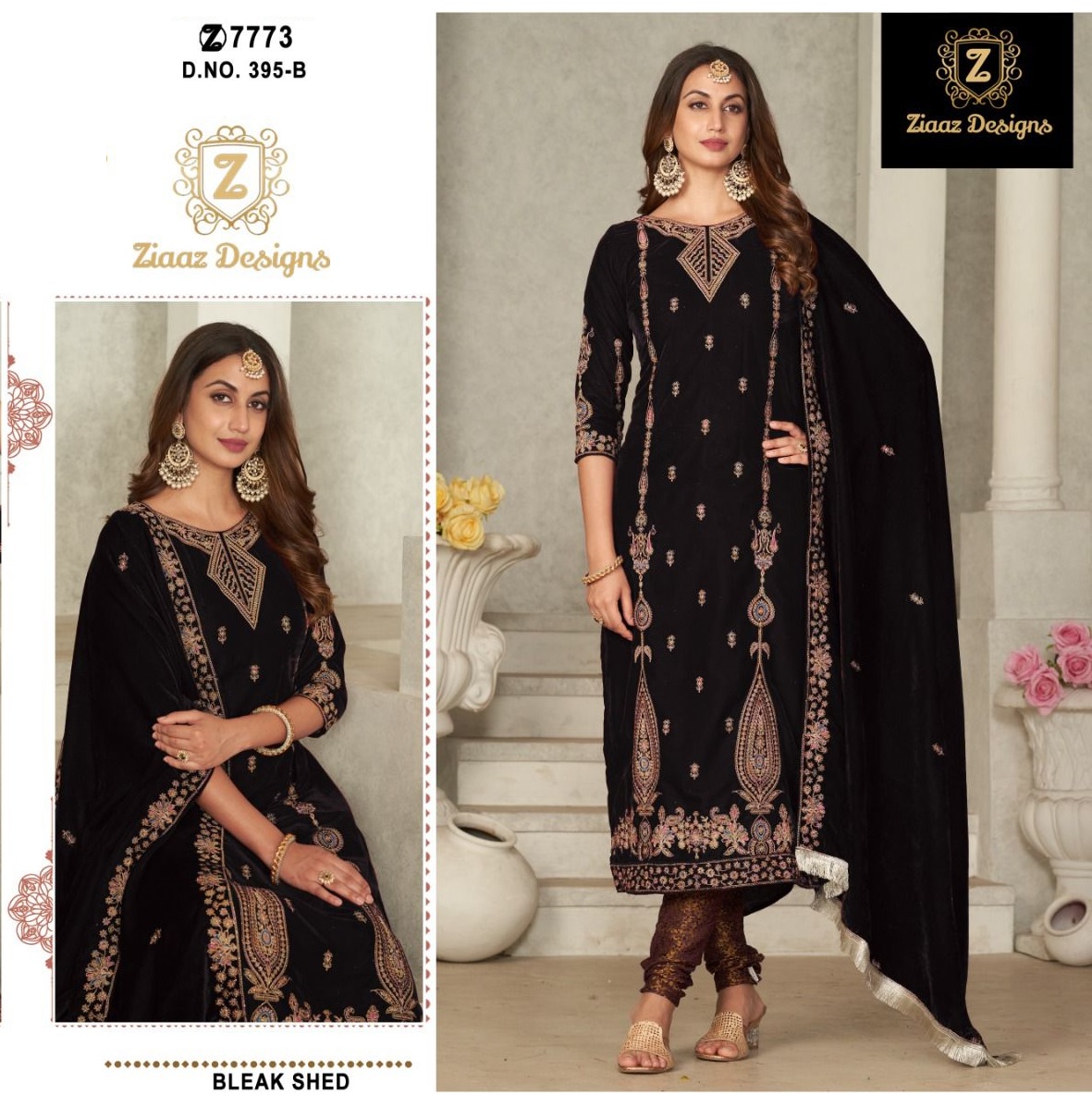 ZIAAZ DESIGNS 395 B VELVET PAKISTANI SUITS