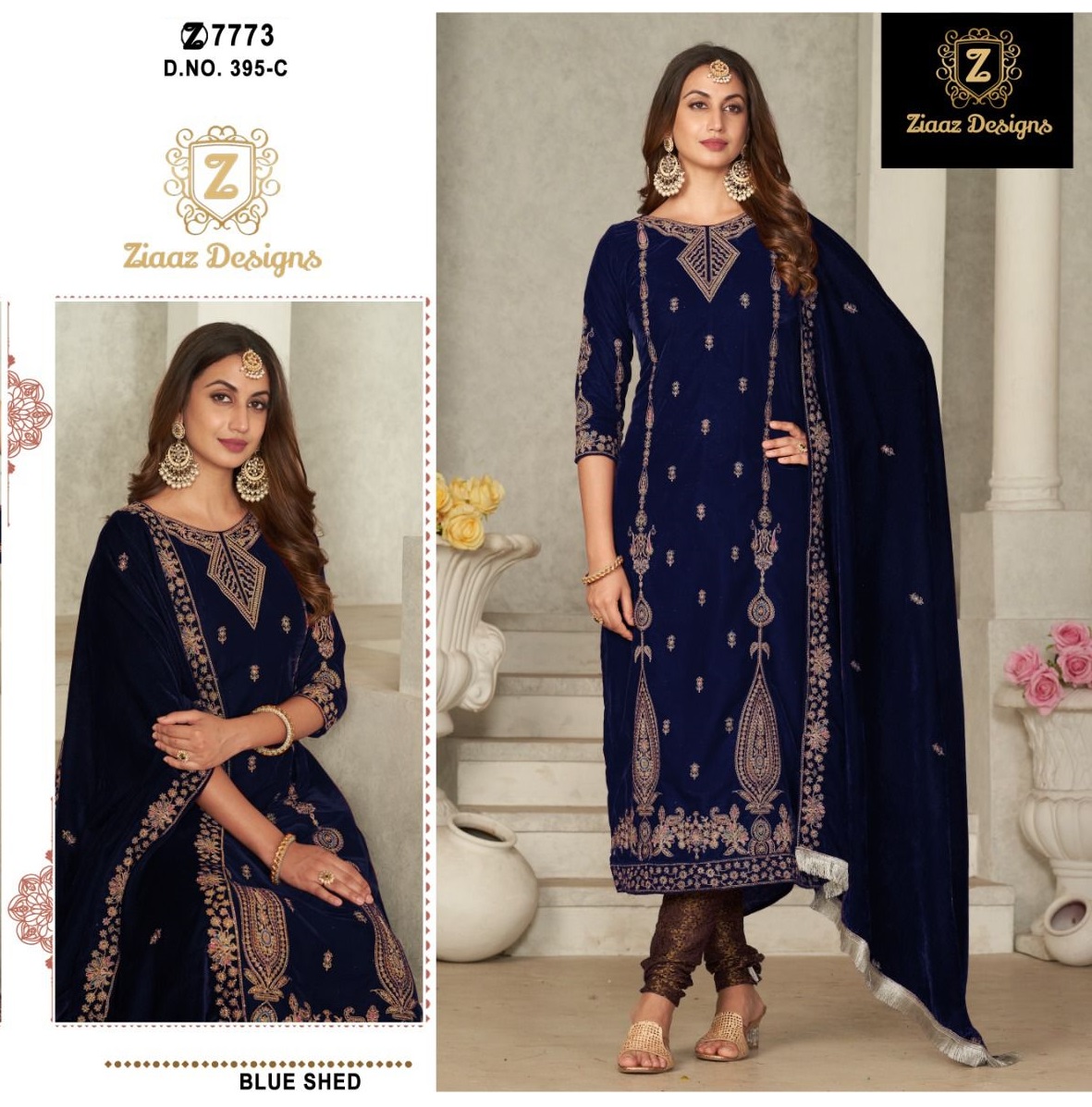 ZIAAZ DESIGNS 395 C VELVET PAKISTANI SUITS