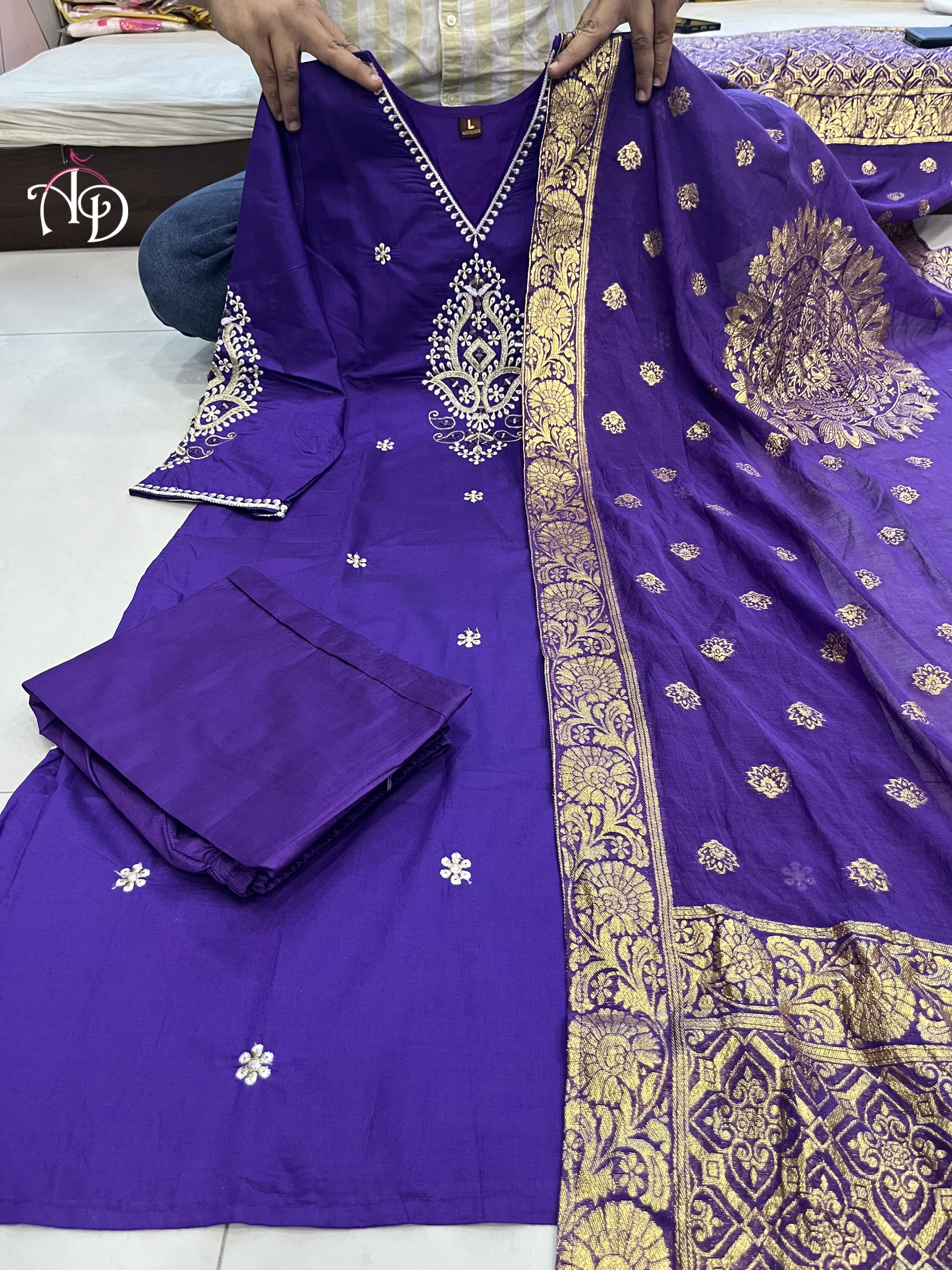 AD PURPLE COTTON READYMADE DRESS