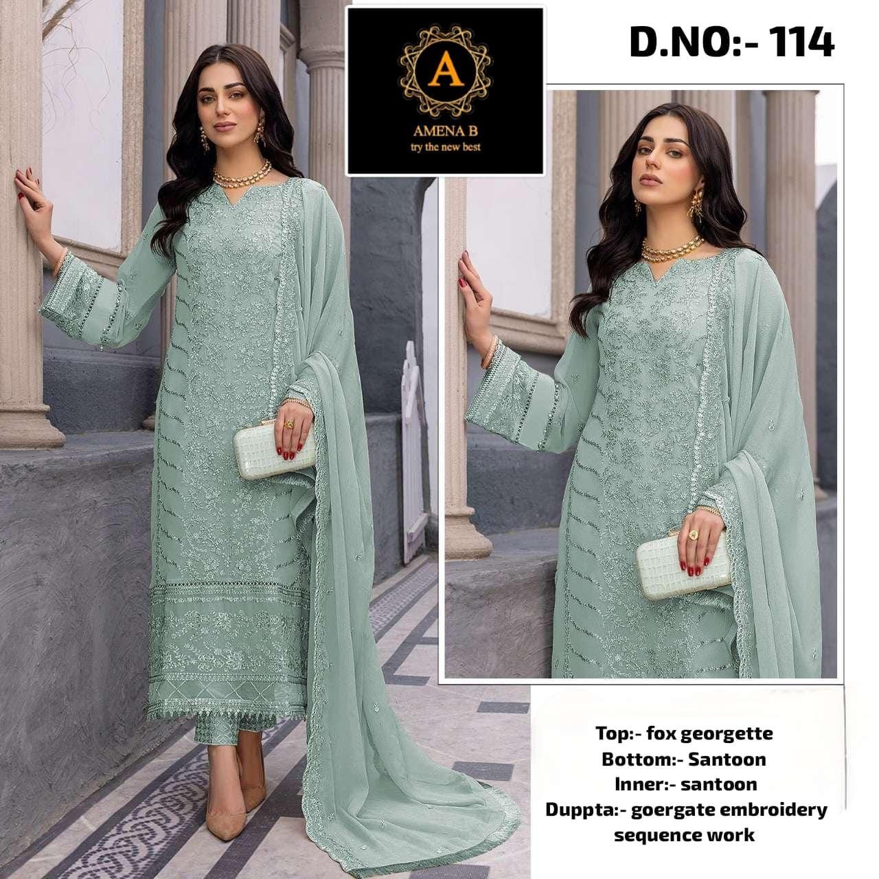 AMENA 114 PAKISTANI GEORGETTE PAKISTANI SUITS