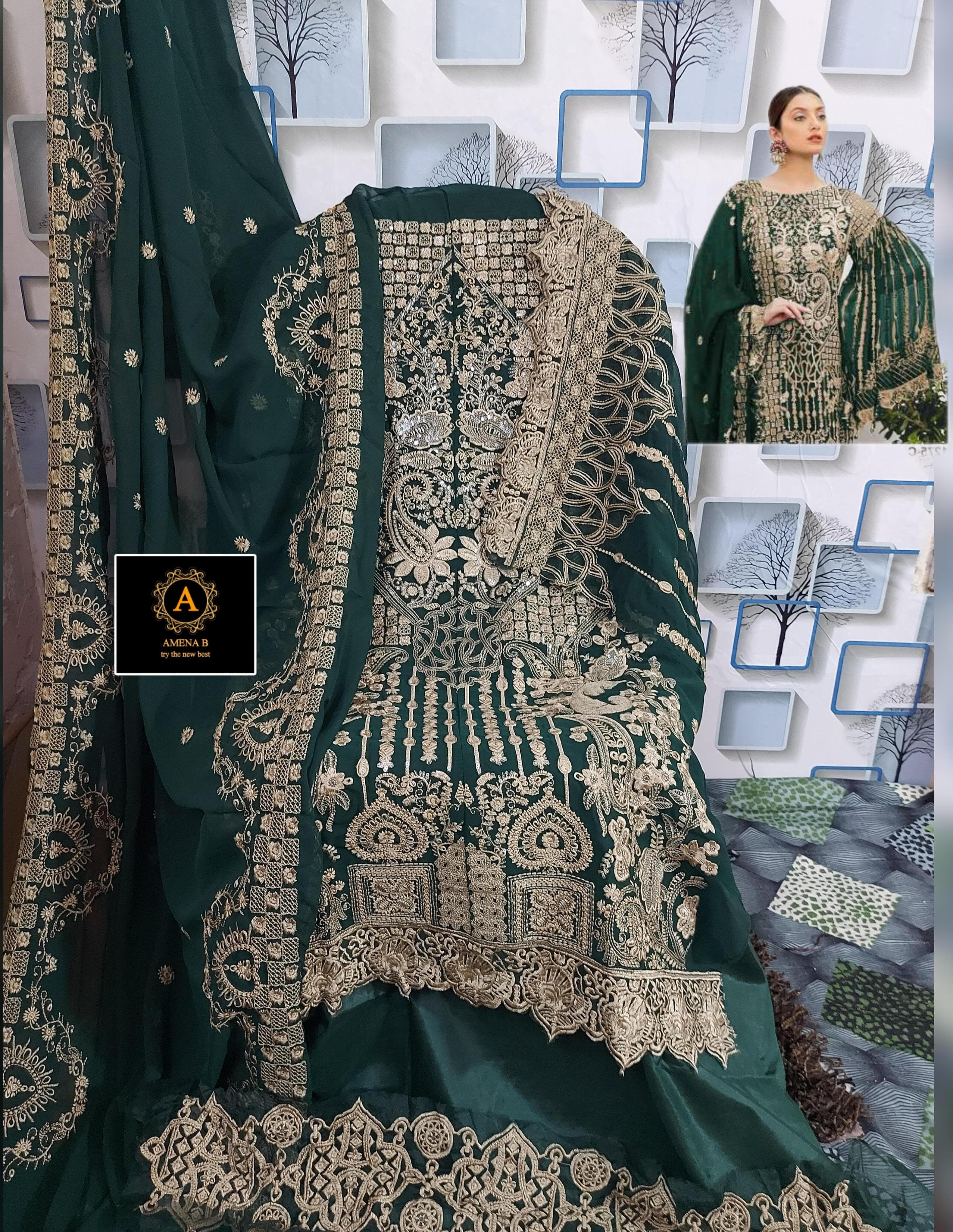 AMENA B 112 B PAKISTANI SUITS WHOLESALE