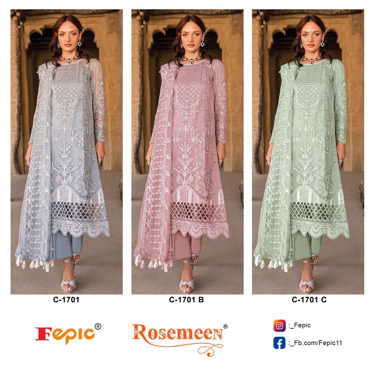 FEPIC 1701 COLORS PAKISTANI SUITS MANUFACTURER