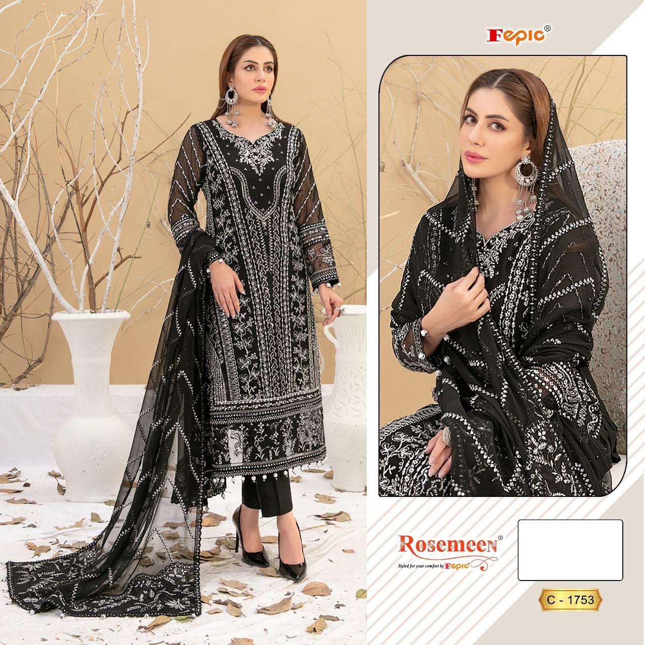 FEPIC 1753 ORGANZA PAKISTANI SUITS WHOLESALER