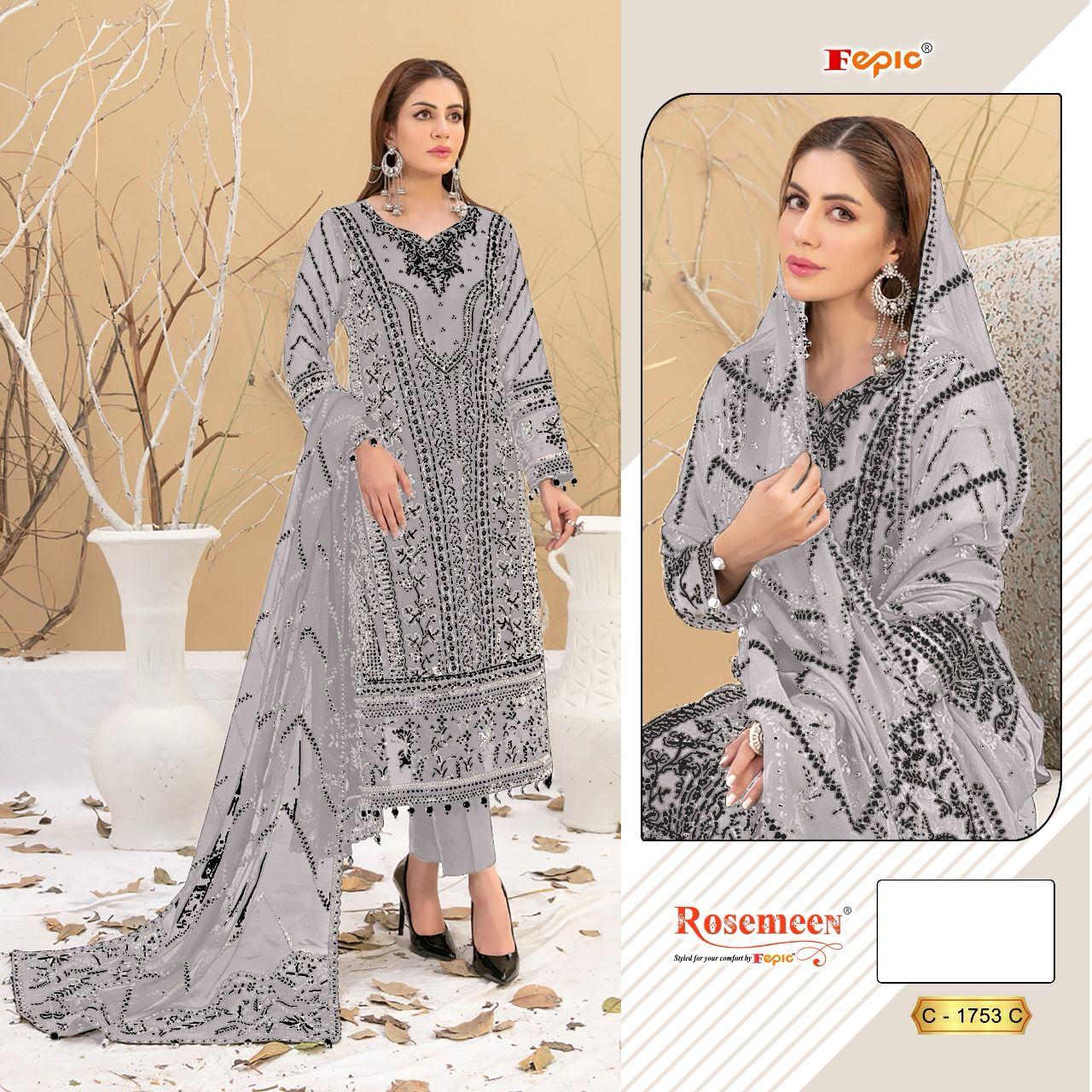 FEPIC 1753 ORGANZA PAKISTANI SUITS WHOLESALER