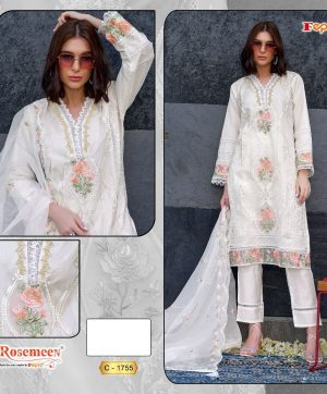 FEPIC 1755 WHITE PAKISTANI SUITS WHOLESALER