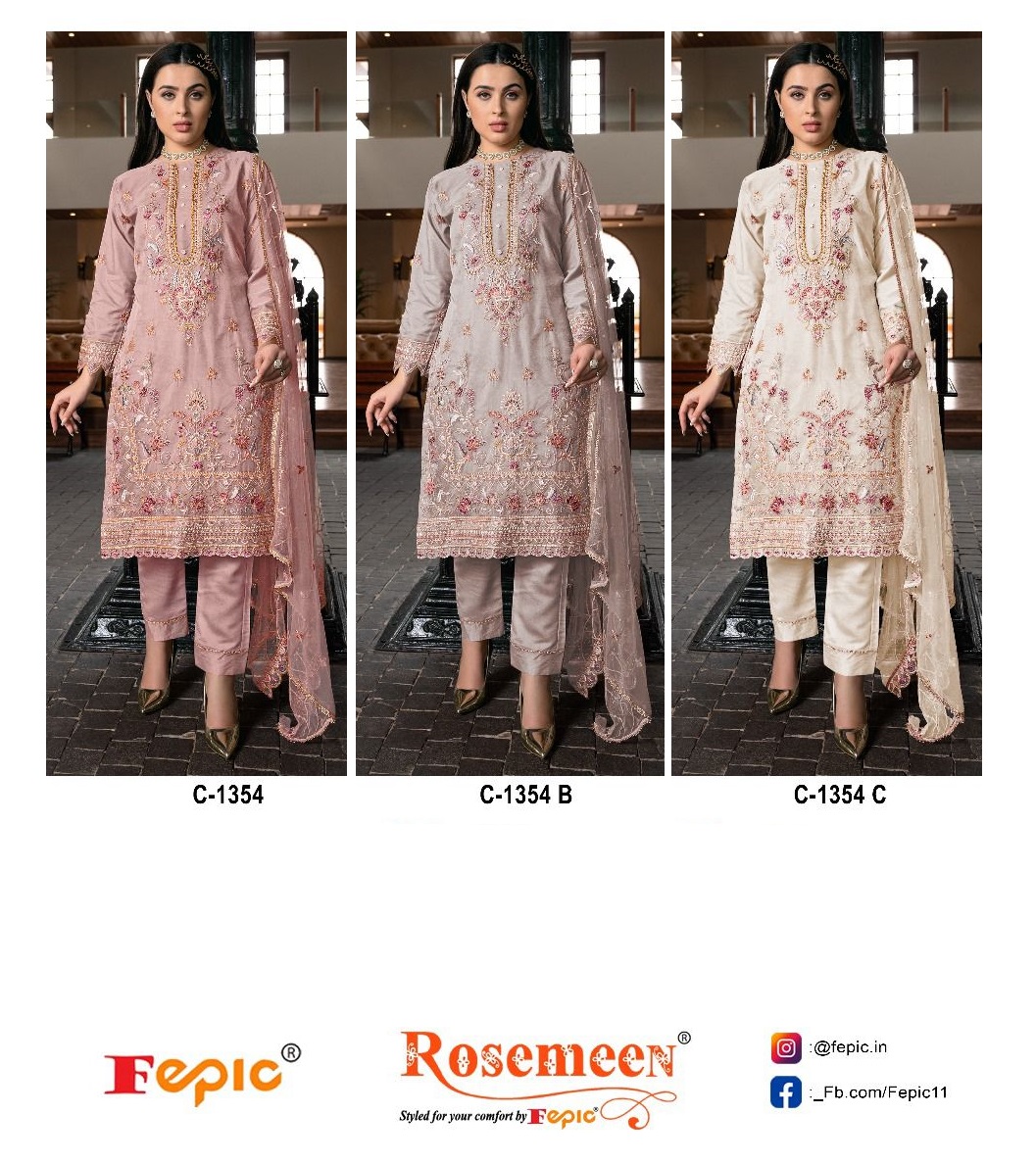 FEPIC C 1354 ROSEMEEN PAKISTANI SUITS