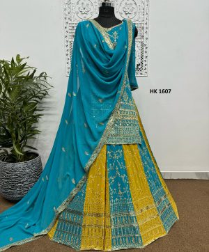 HK 1607 C DESIGNER TOP SHARARA COLLECTION