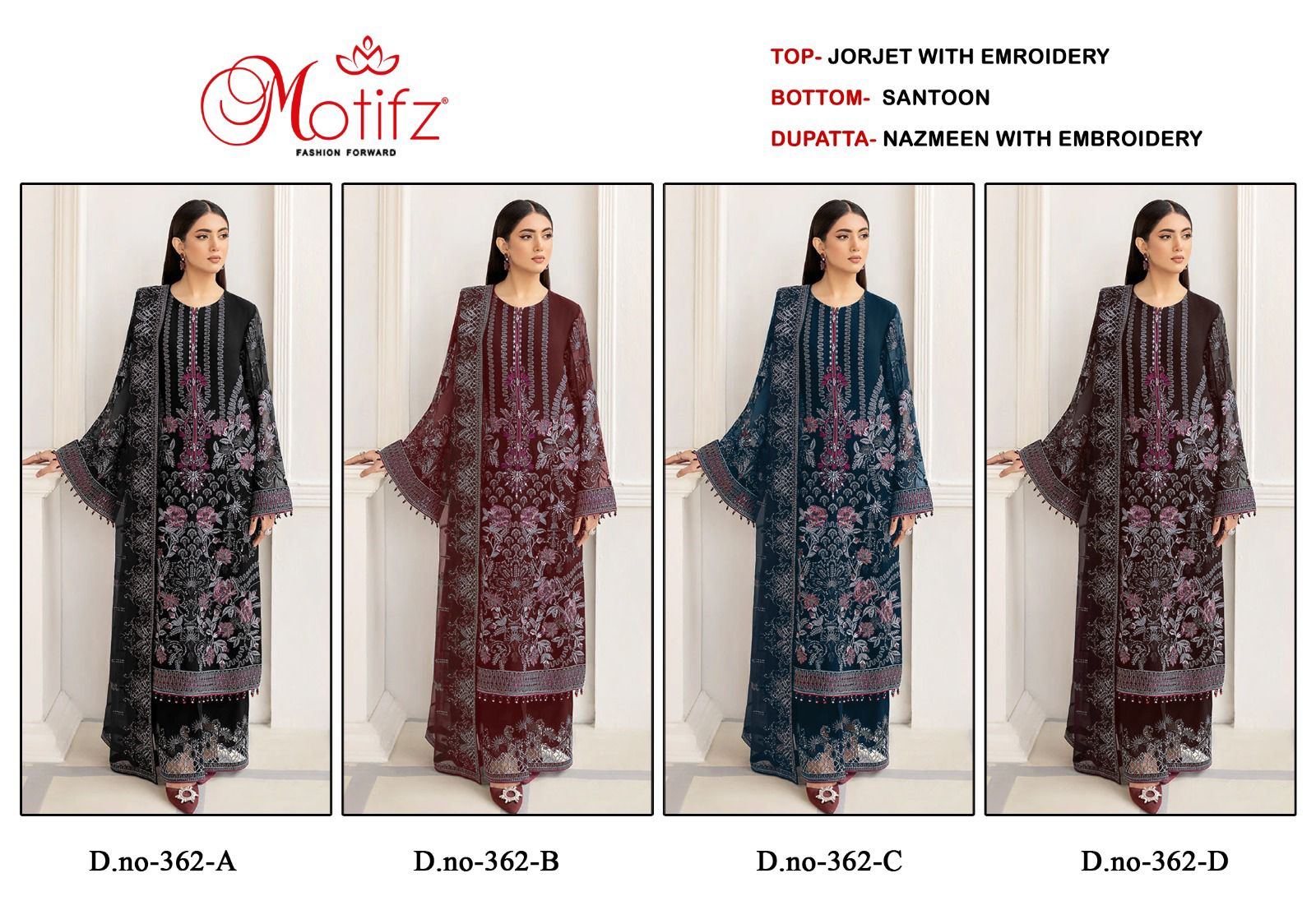 MOTIFZ 362 GEORGETTE PAKISTANI SUITS WHOLESALER