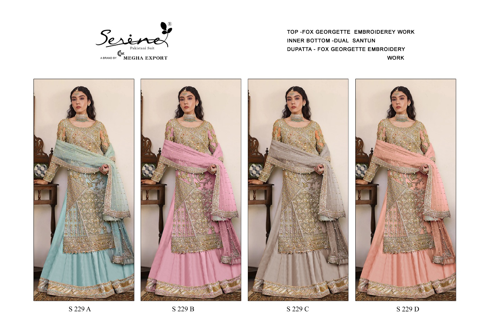 SERINE 229 COLORS PAKISTANI SUITS WHOLESALER