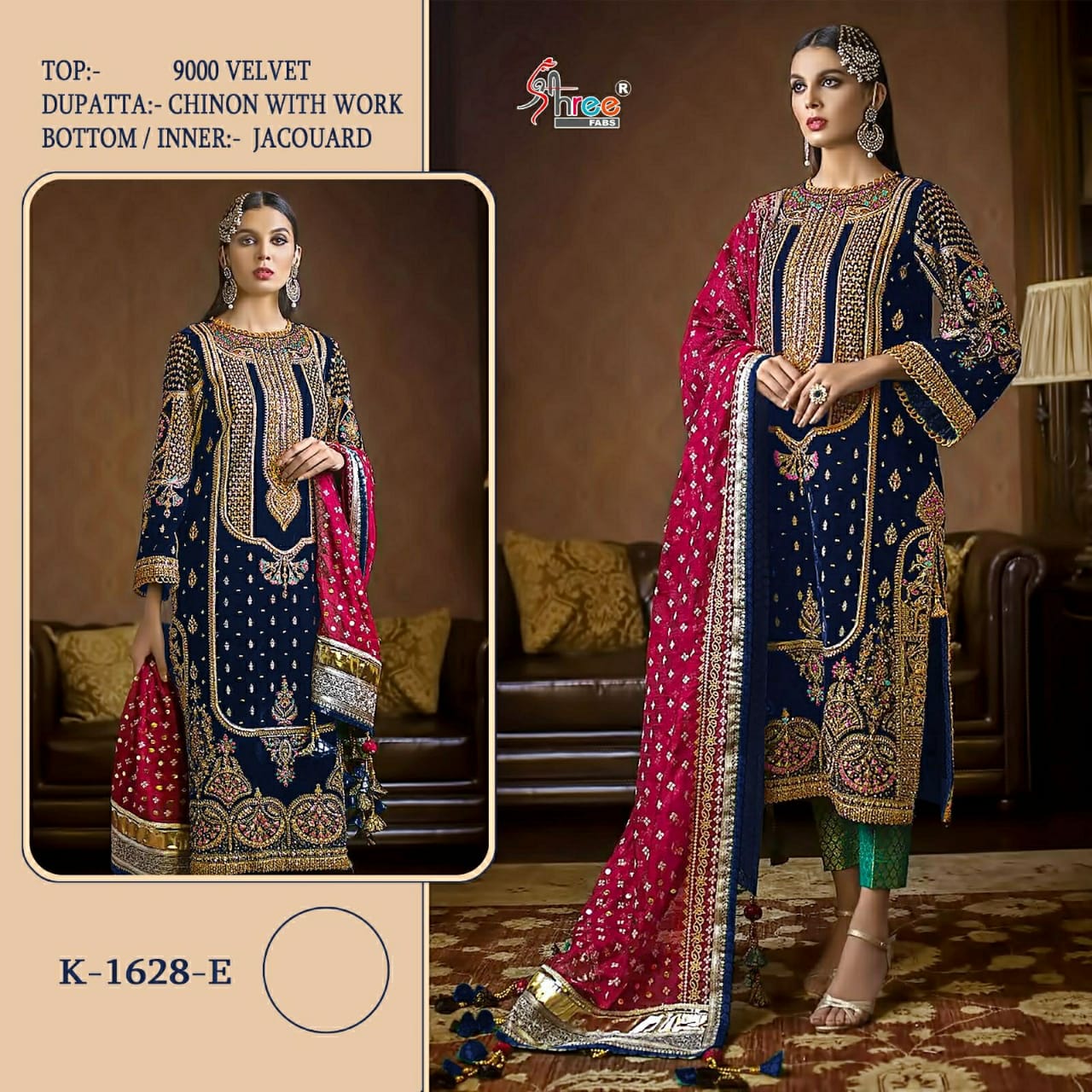 SHREE FABS K 1628 E PAKISTANI VELVET SUITS