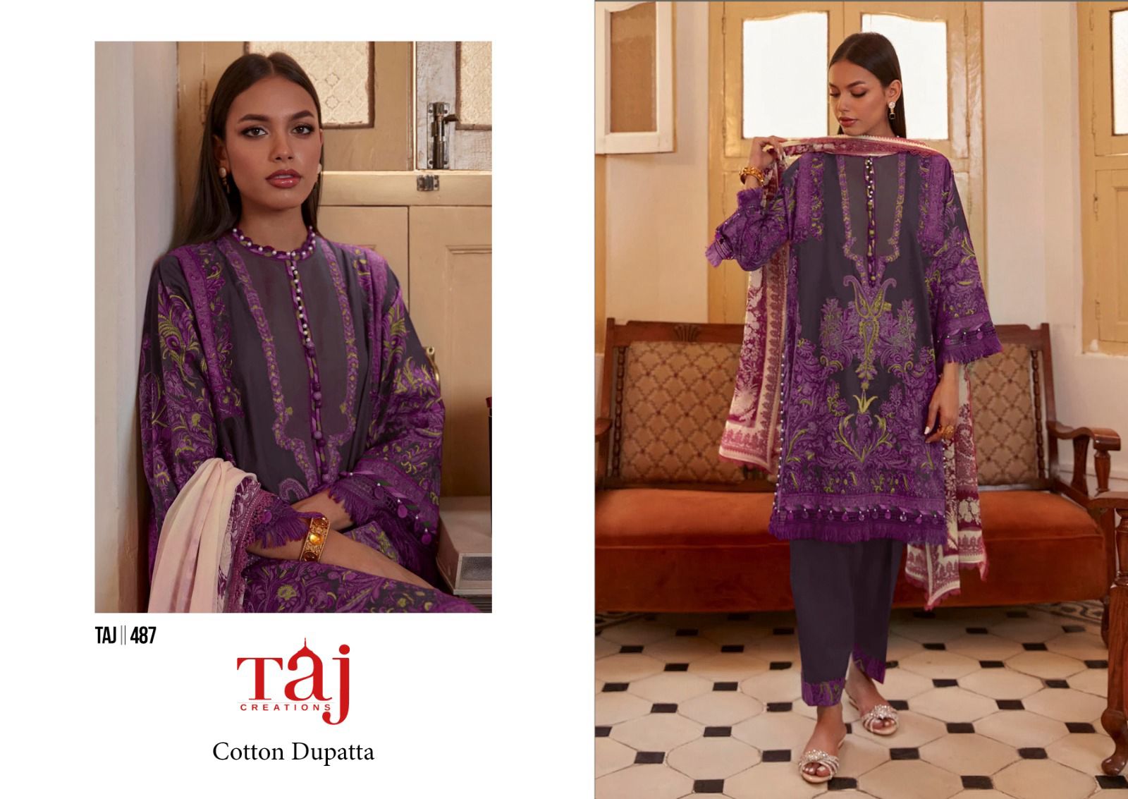 TAJ CREATION 487 COTTON SALWAR KAMEEZ