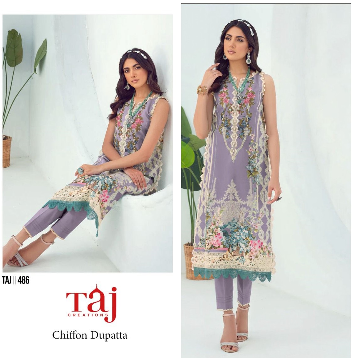 TAJ CREATIONS 486 PAKISTANI SUITS IN INDIA