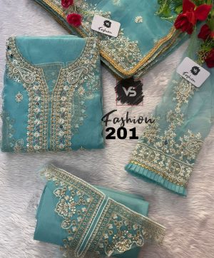 VS FASHION 201 SKY BLUE ORGANZA SALWAR KAMEEZ