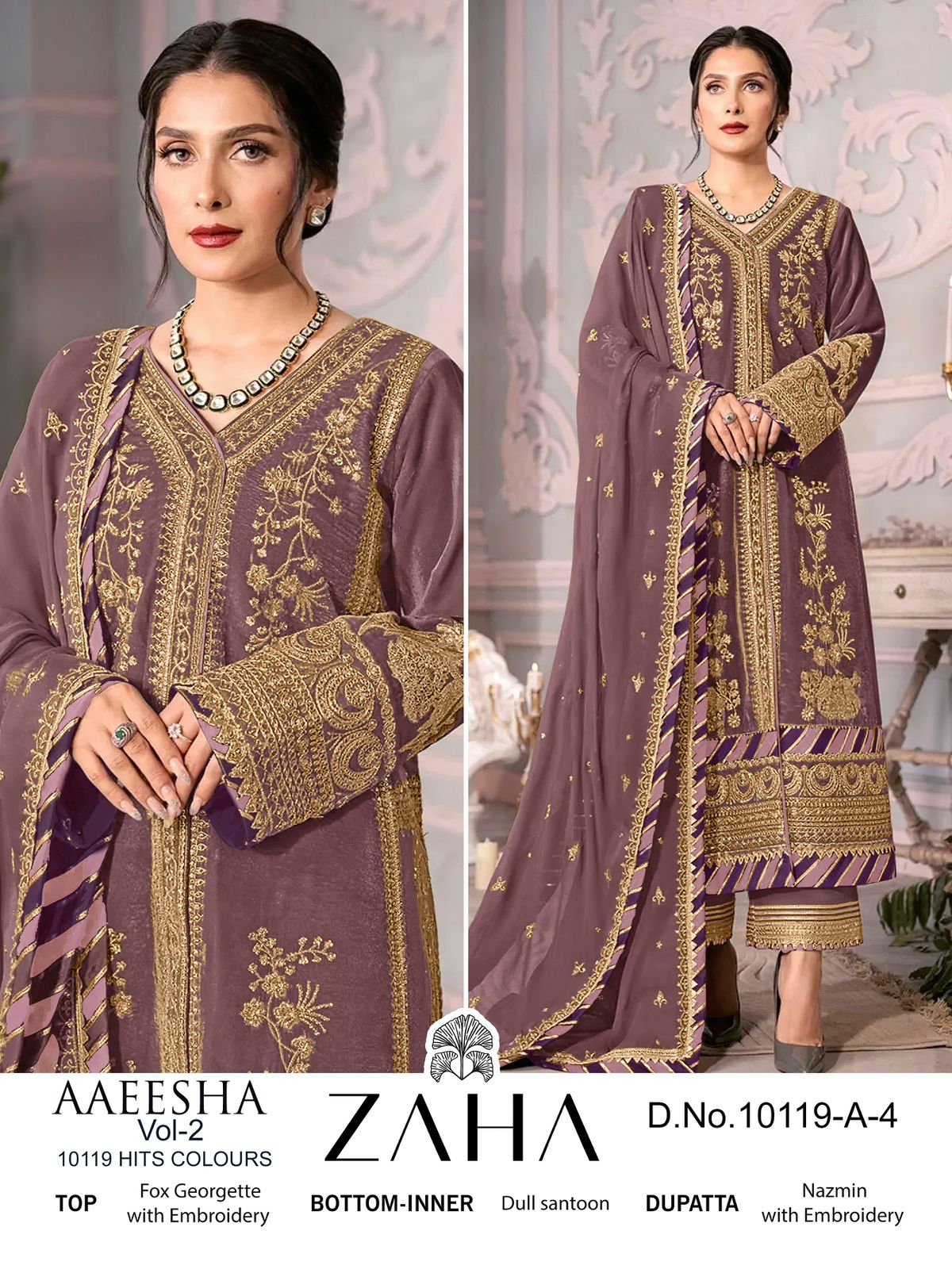 ZAHA 10119 A1 TO A4 AAEESHA VOL 2 HIT COLOURS SUITS