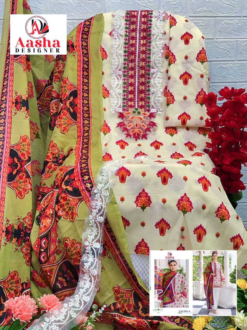 AASHA DESIGNER 1025 A PAKISTANI SALWAR SUITS