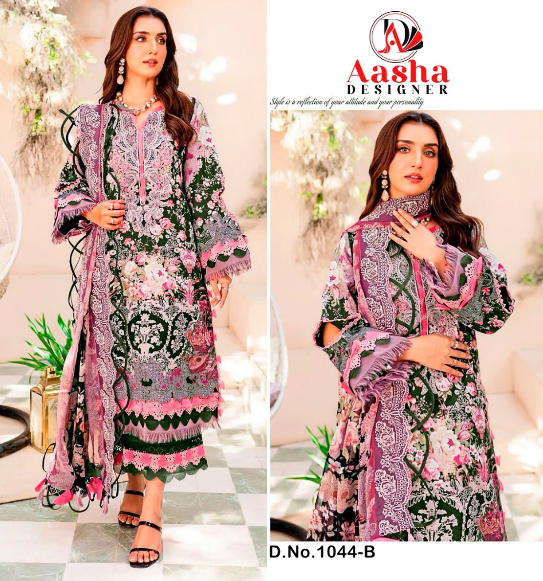 AASHA DESIGNER 1044 B COTTON PAKISTANI SUITS