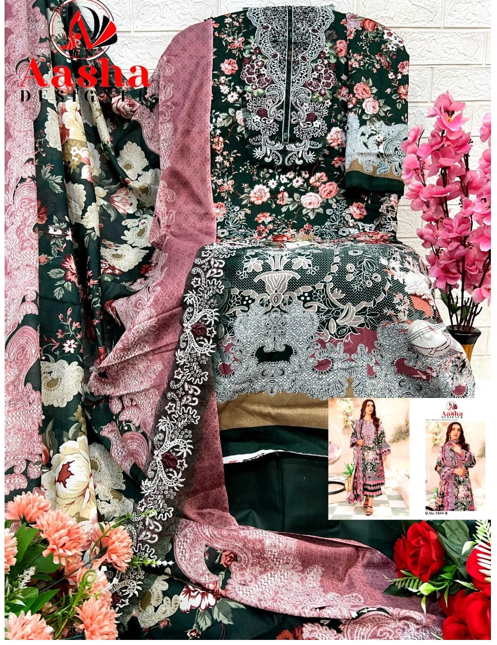 AASHA DESIGNER 1044 B COTTON PAKISTANI SUITS